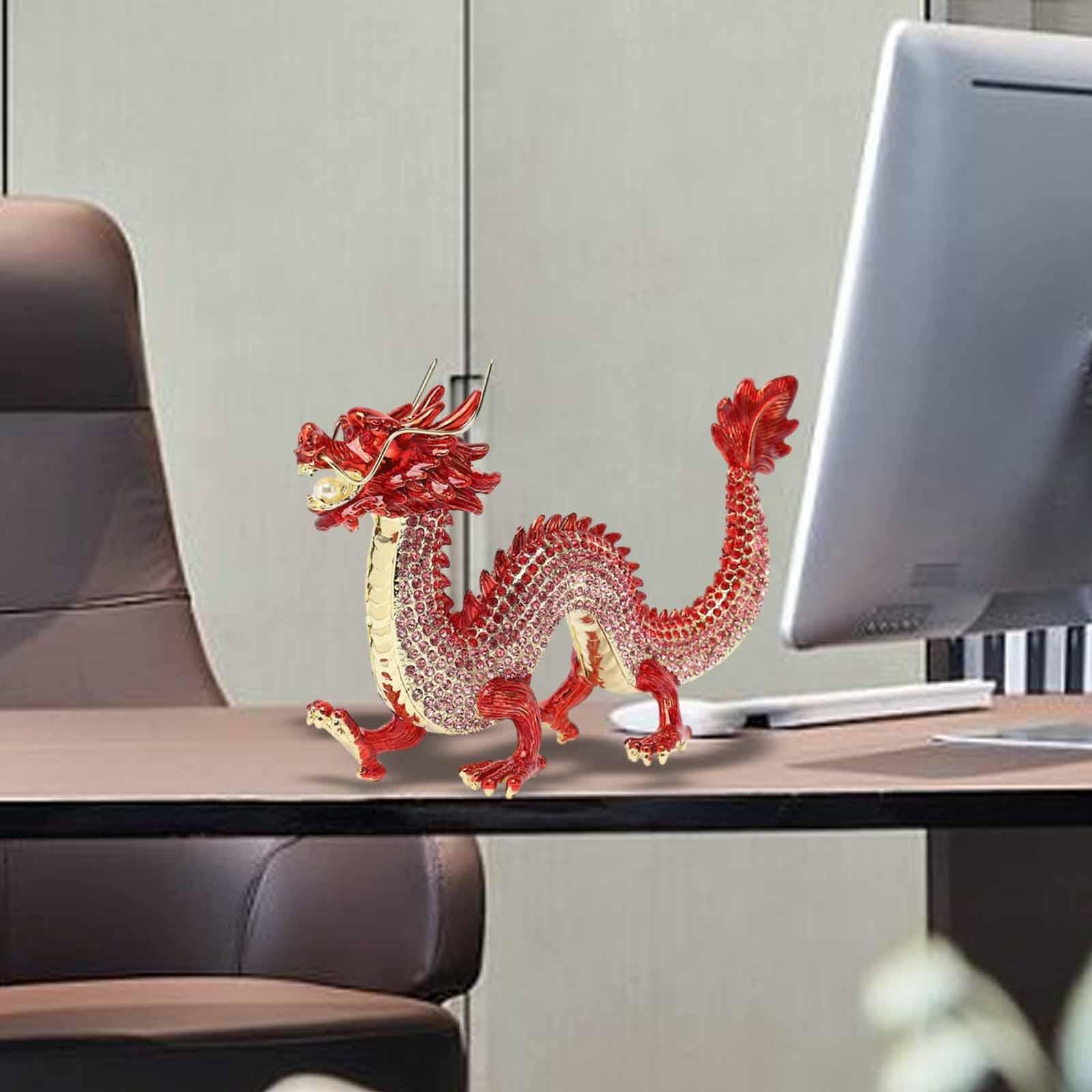 Alloy Chinese Dragon Year Figurine Decoration Classic House Warming Gift Red