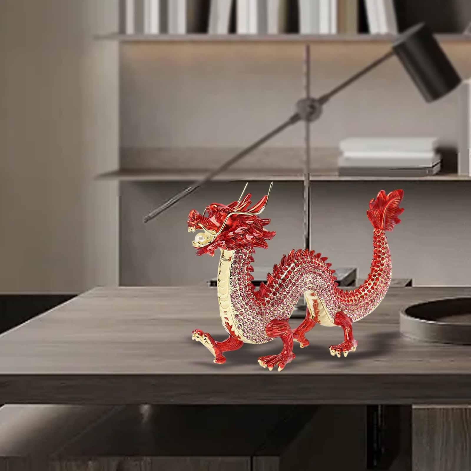 Alloy Chinese Dragon Year Figurine Decoration Classic House Warming Gift Red