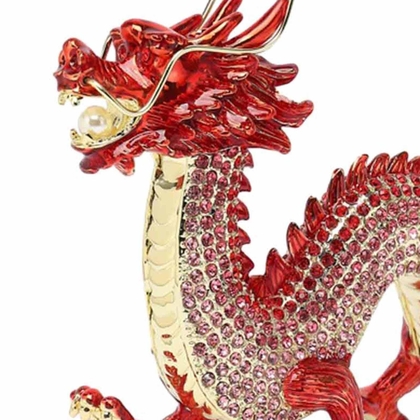 Alloy Chinese Dragon Year Figurine Decoration Classic House Warming Gift Red