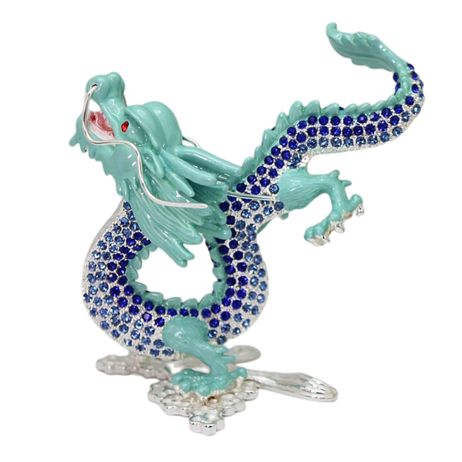Animal Sculpture Dragon Sculpture for Spring Festivals Entrance Cabinet Desk Light Blue