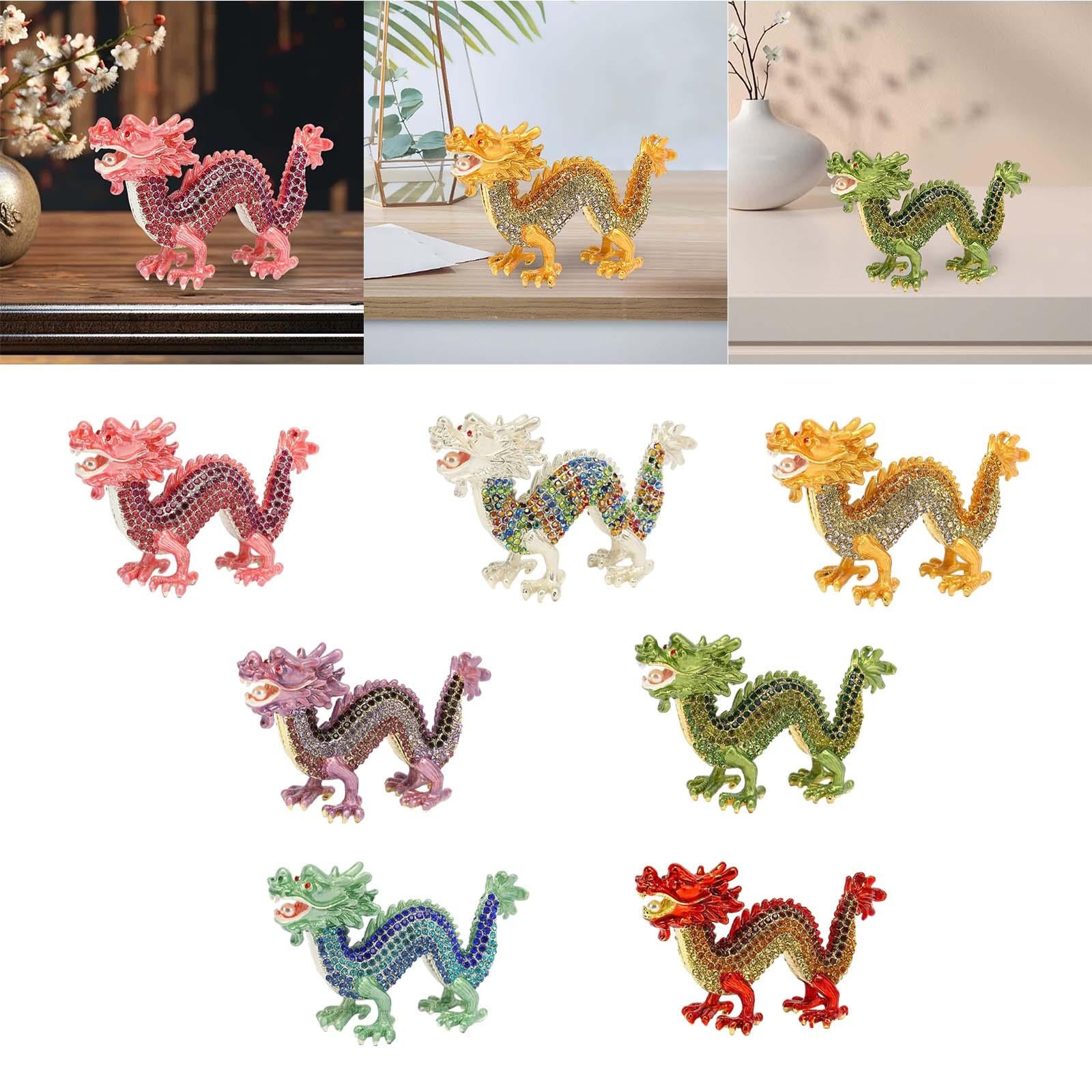 Mini Dragon Figurine Crafts Animal Sculpture for Spring Festivals Shelf Desk Pink