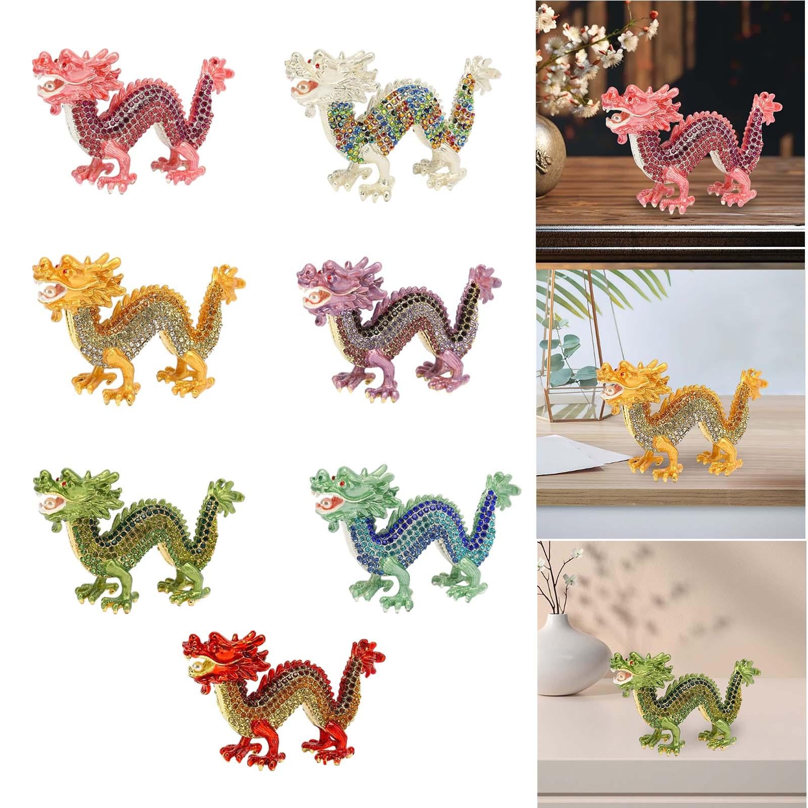 Mini Dragon Figurine Crafts Animal Sculpture for Spring Festivals Shelf Desk Pink