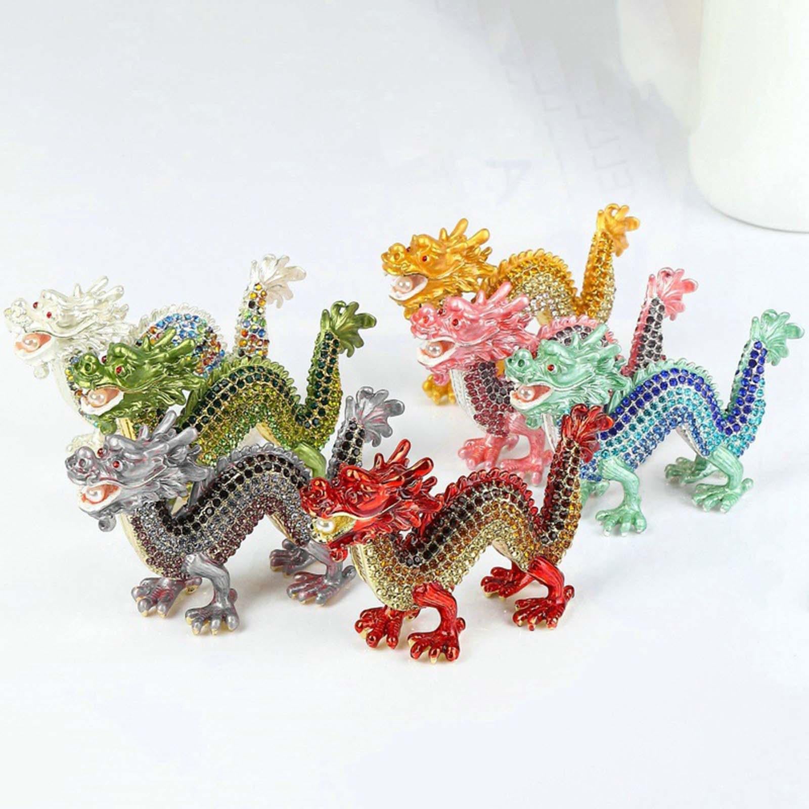 Mini Dragon Figurine Crafts Animal Sculpture for Spring Festivals Shelf Desk Pink