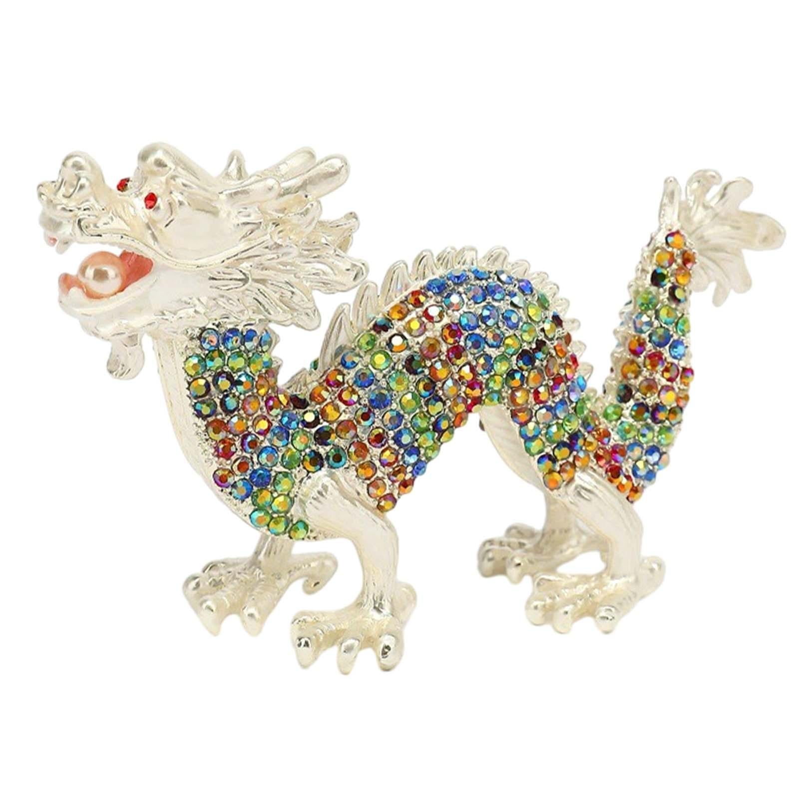 Mini Dragon Figurine Crafts Animal Sculpture for Spring Festivals Shelf Desk White