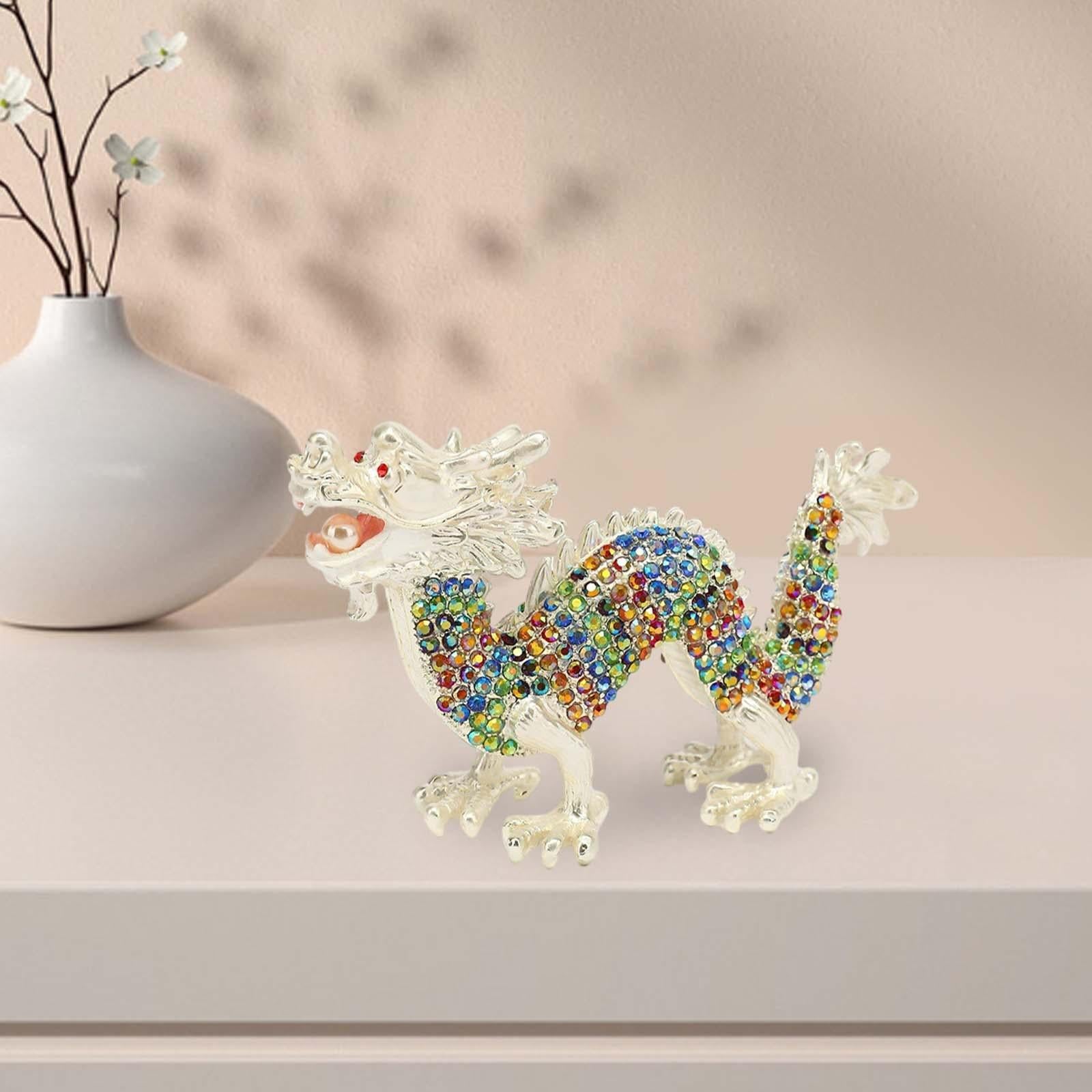 Mini Dragon Figurine Crafts Animal Sculpture for Spring Festivals Shelf Desk White