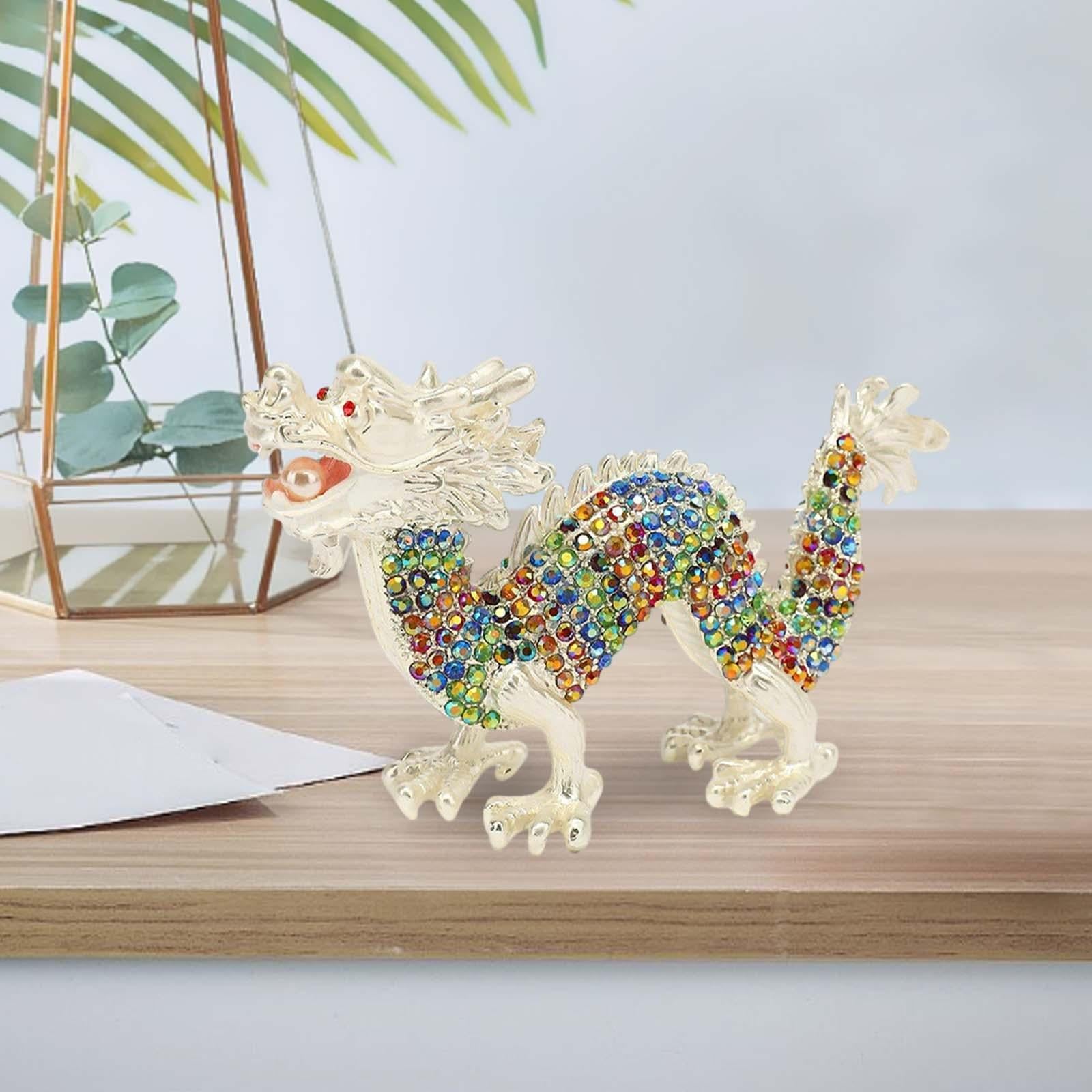 Mini Dragon Figurine Crafts Animal Sculpture for Spring Festivals Shelf Desk White