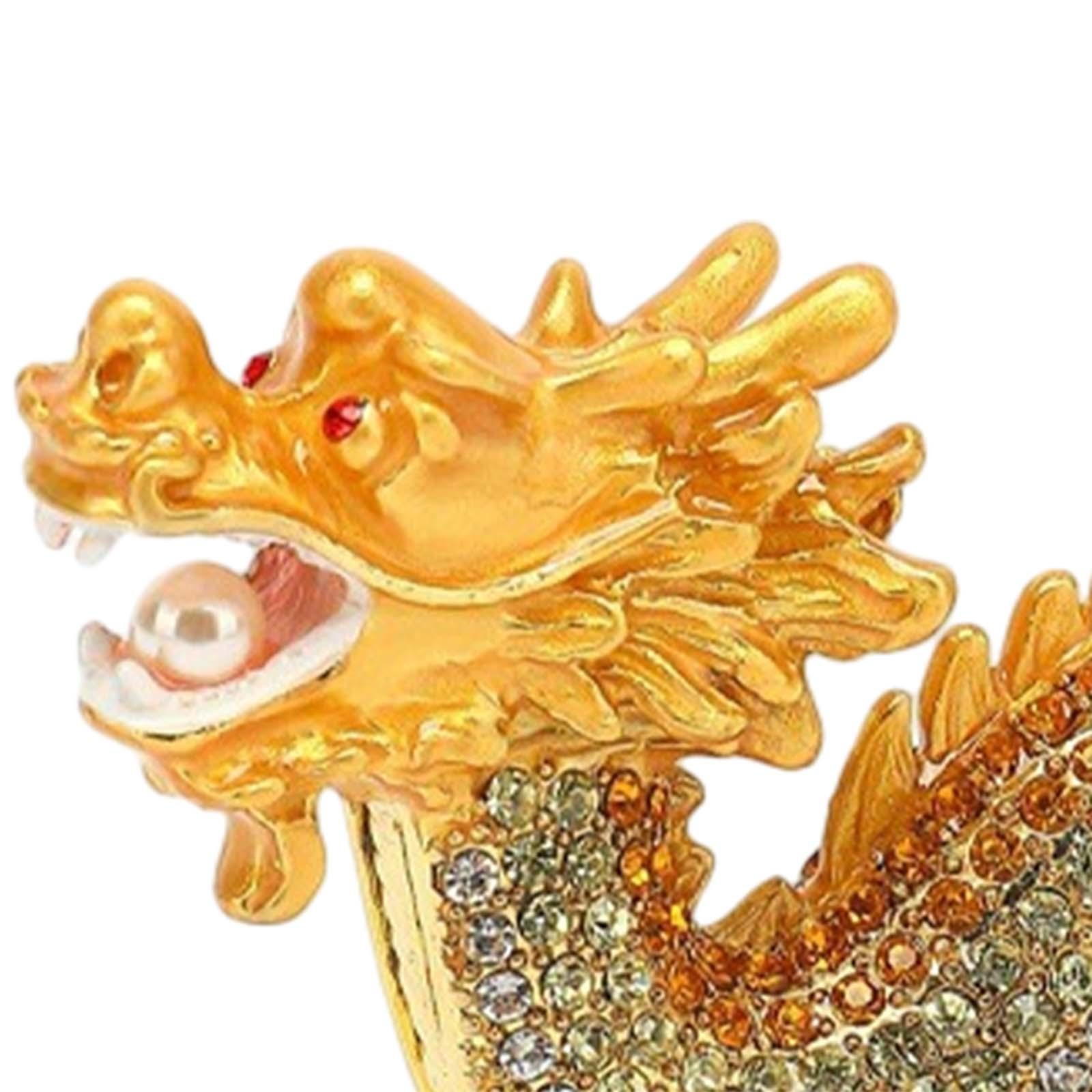 Mini Dragon Figurine Crafts Animal Sculpture for Spring Festivals Shelf Desk Gold