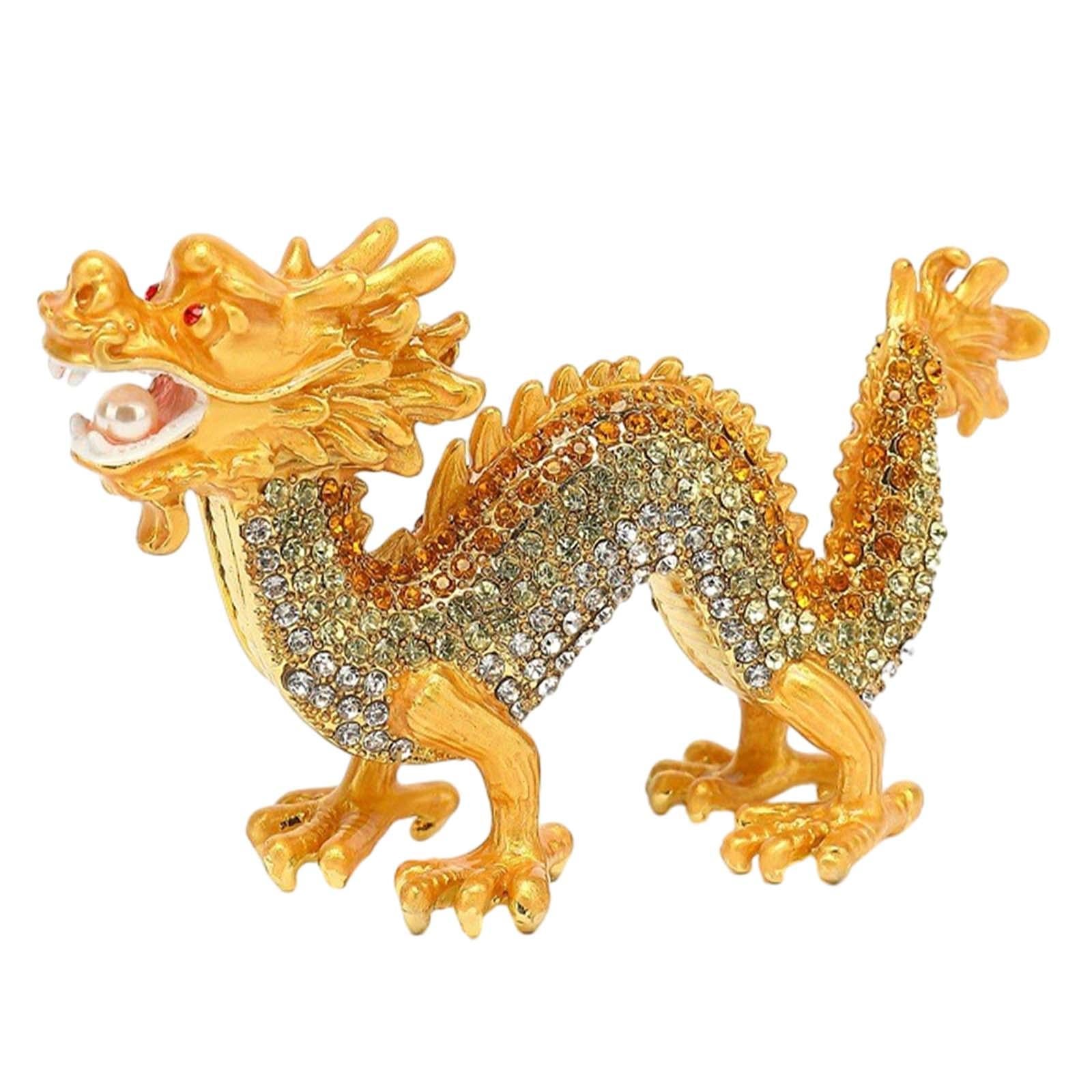 Mini Dragon Figurine Crafts Animal Sculpture for Spring Festivals Shelf Desk Gold