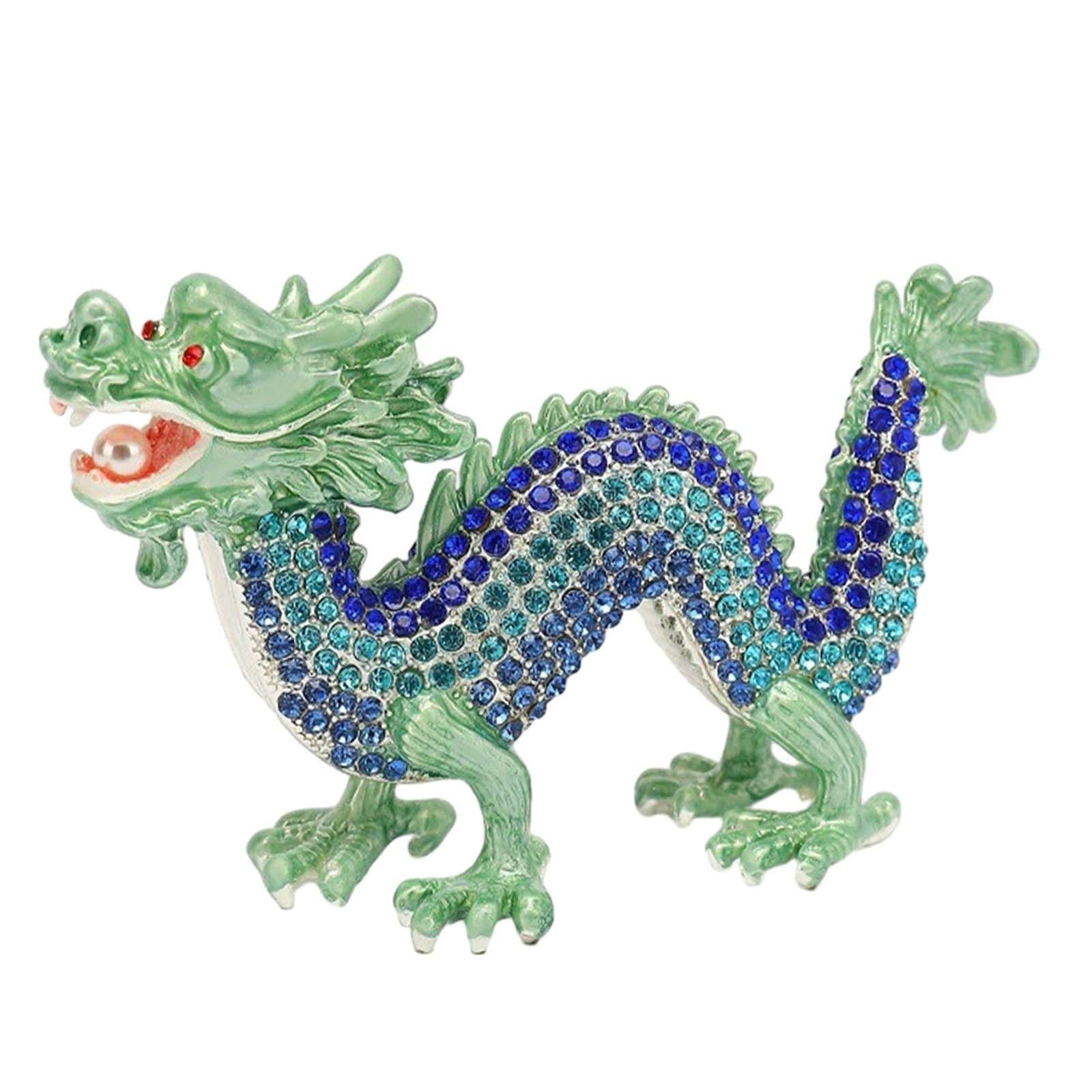 Mini Dragon Figurine Crafts Animal Sculpture for Spring Festivals Shelf Desk Blue