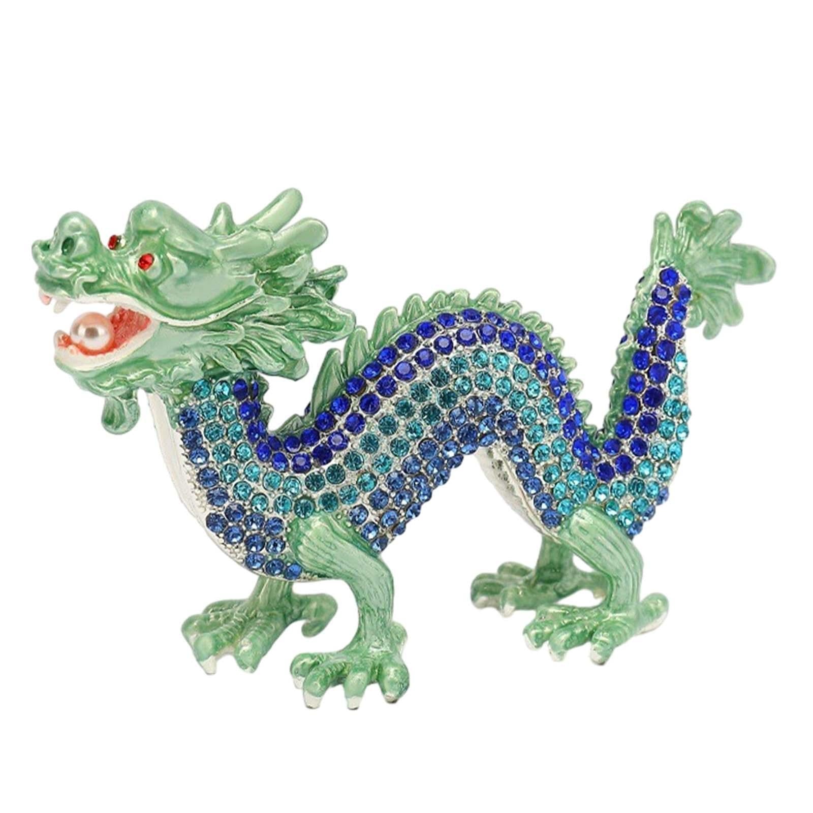 Mini Dragon Figurine Crafts Animal Sculpture for Spring Festivals Shelf Desk Blue