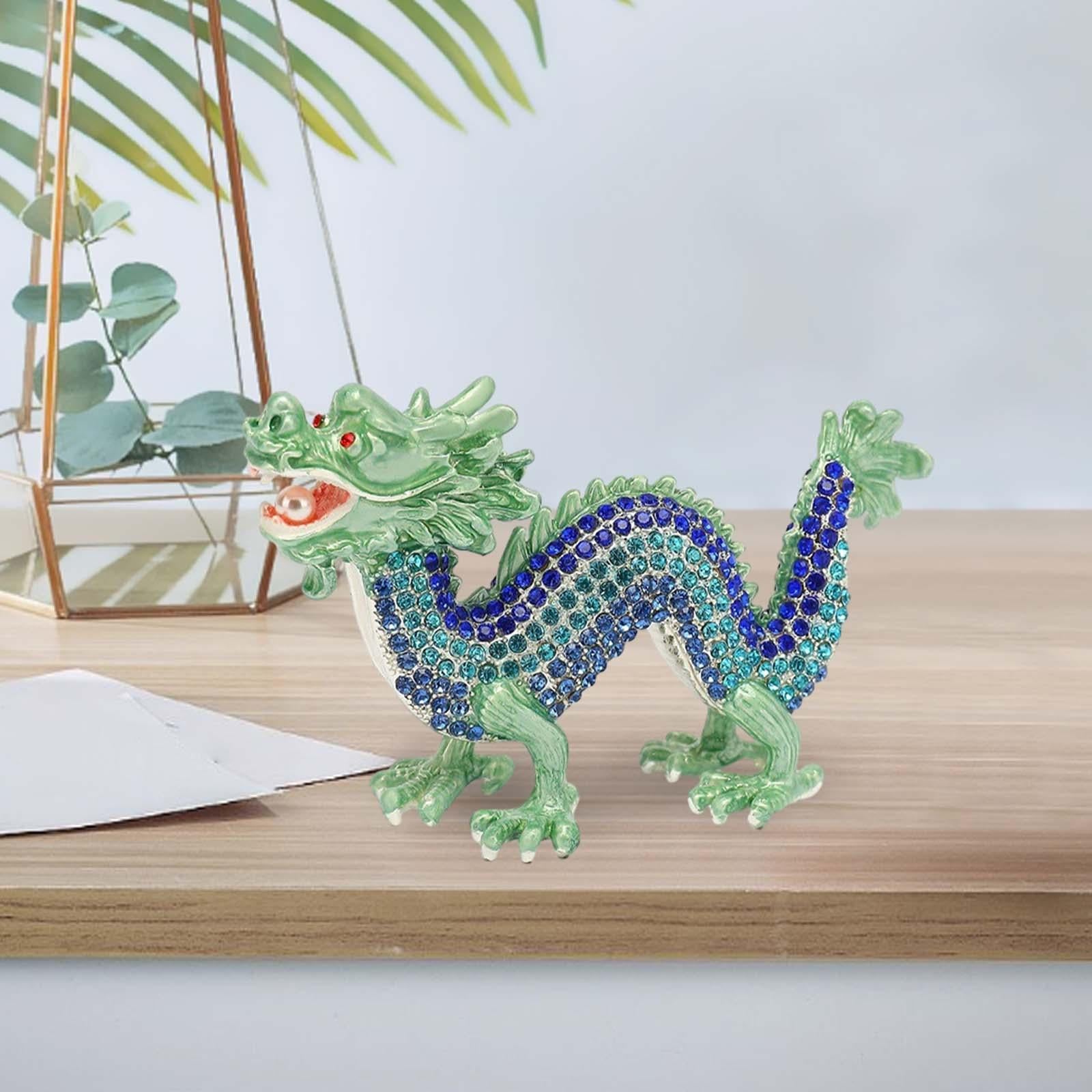 Mini Dragon Figurine Crafts Animal Sculpture for Spring Festivals Shelf Desk Blue