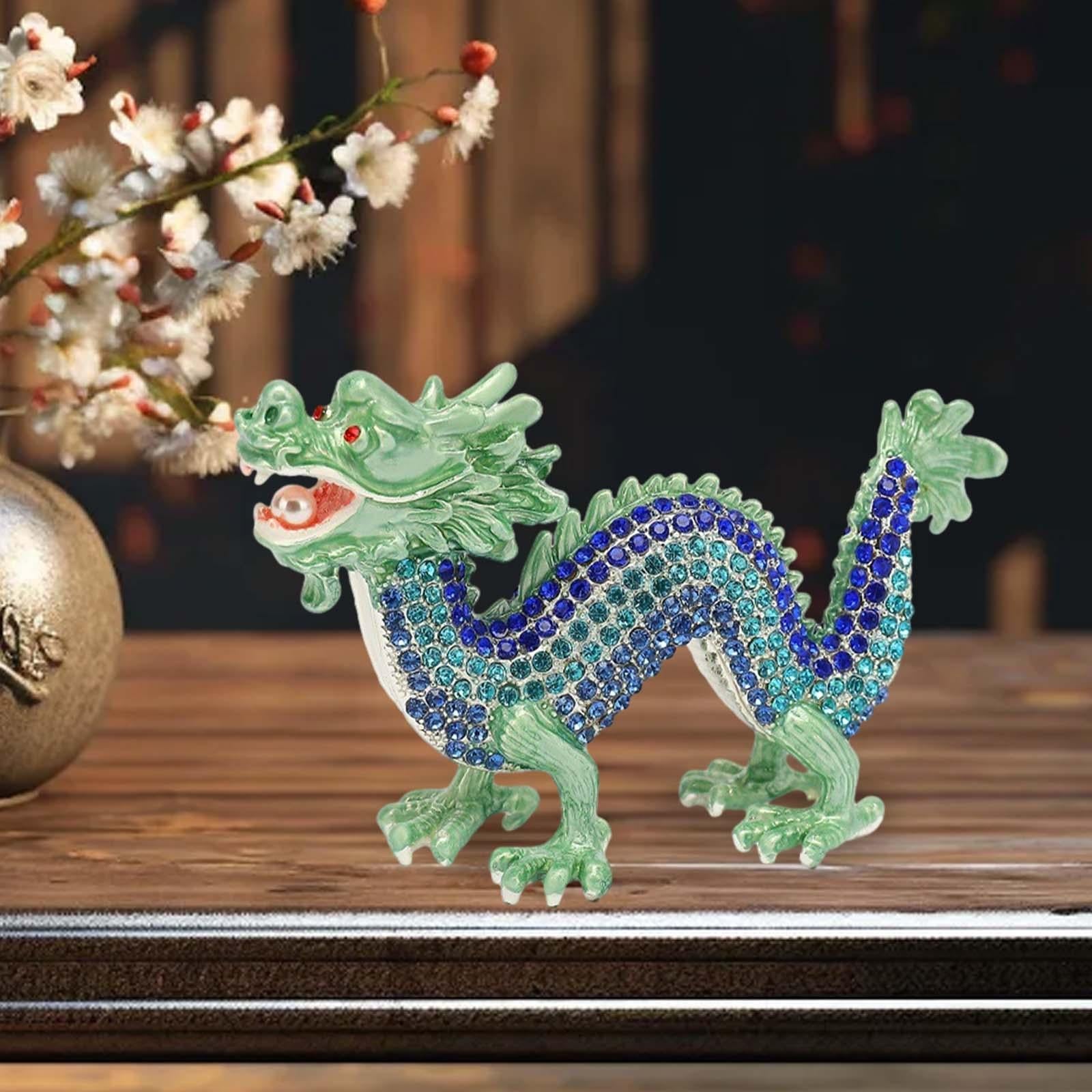 Mini Dragon Figurine Crafts Animal Sculpture for Spring Festivals Shelf Desk Blue