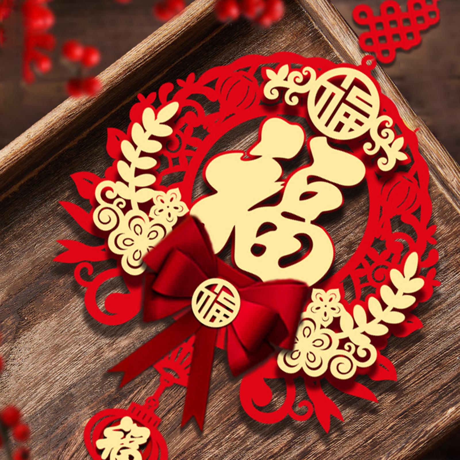 Spring Festival Fu Character Hanging Ornament Red for Tree Home Dinning Room Style A