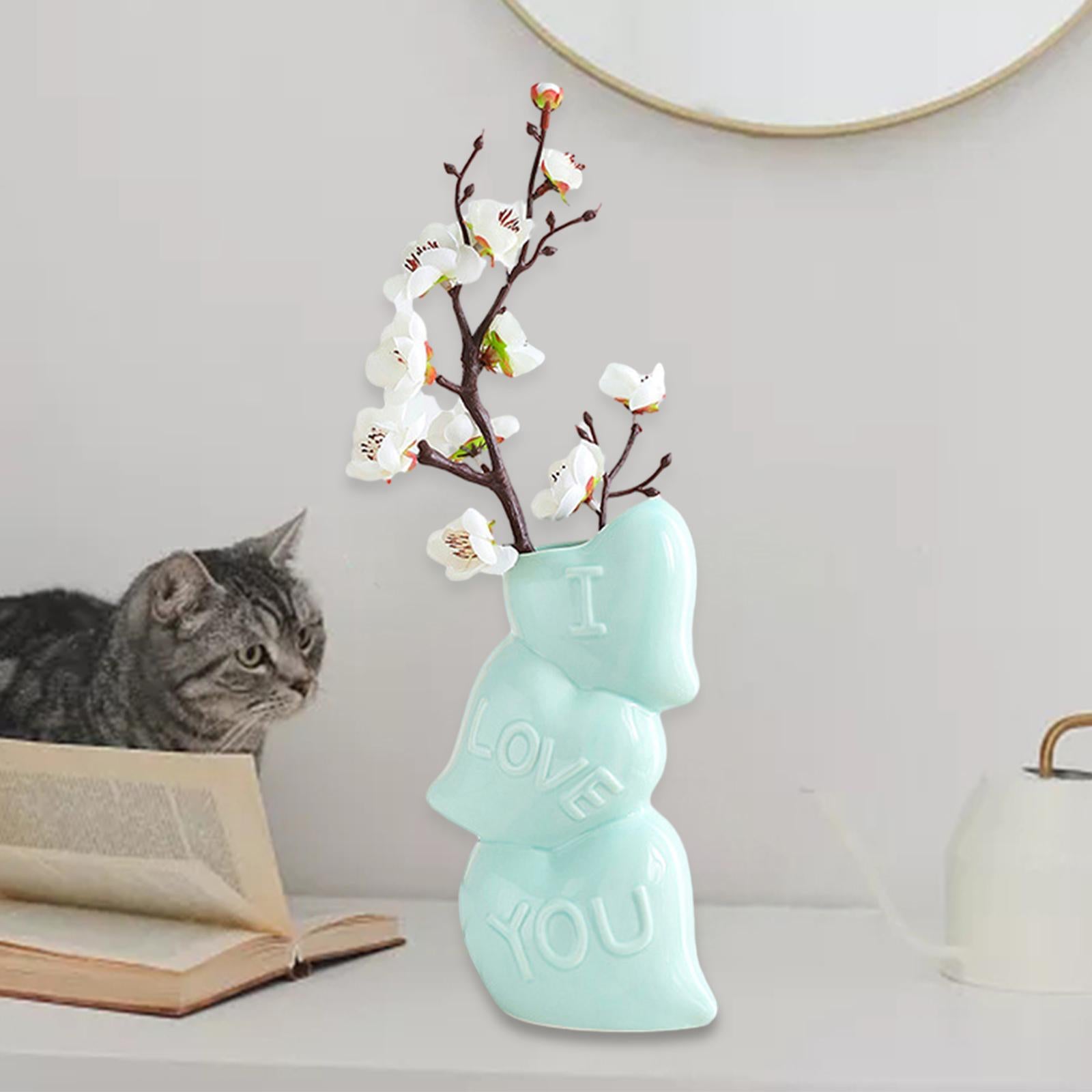 Ceramic Vase Table Centerpiece Crafts Dried Flower Vase for Desk Cafe Green