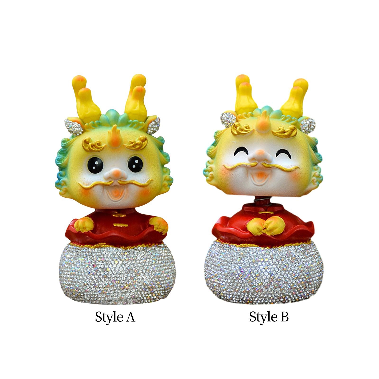 Chinese New Year Dragon Figurine Mini for Car Dashboard Desktop Bedroom Style A