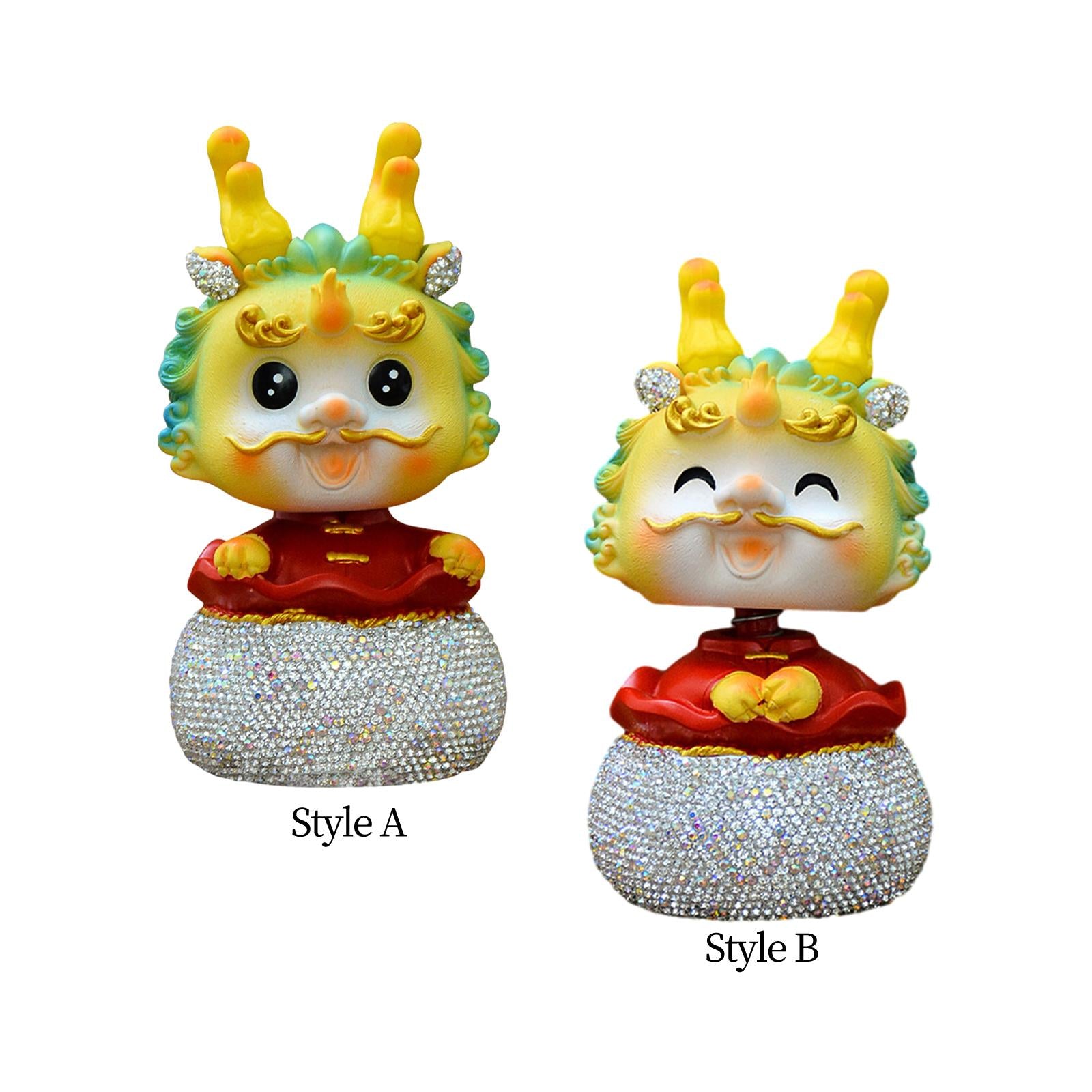 Chinese New Year Dragon Figurine Mini for Car Dashboard Desktop Bedroom Style A