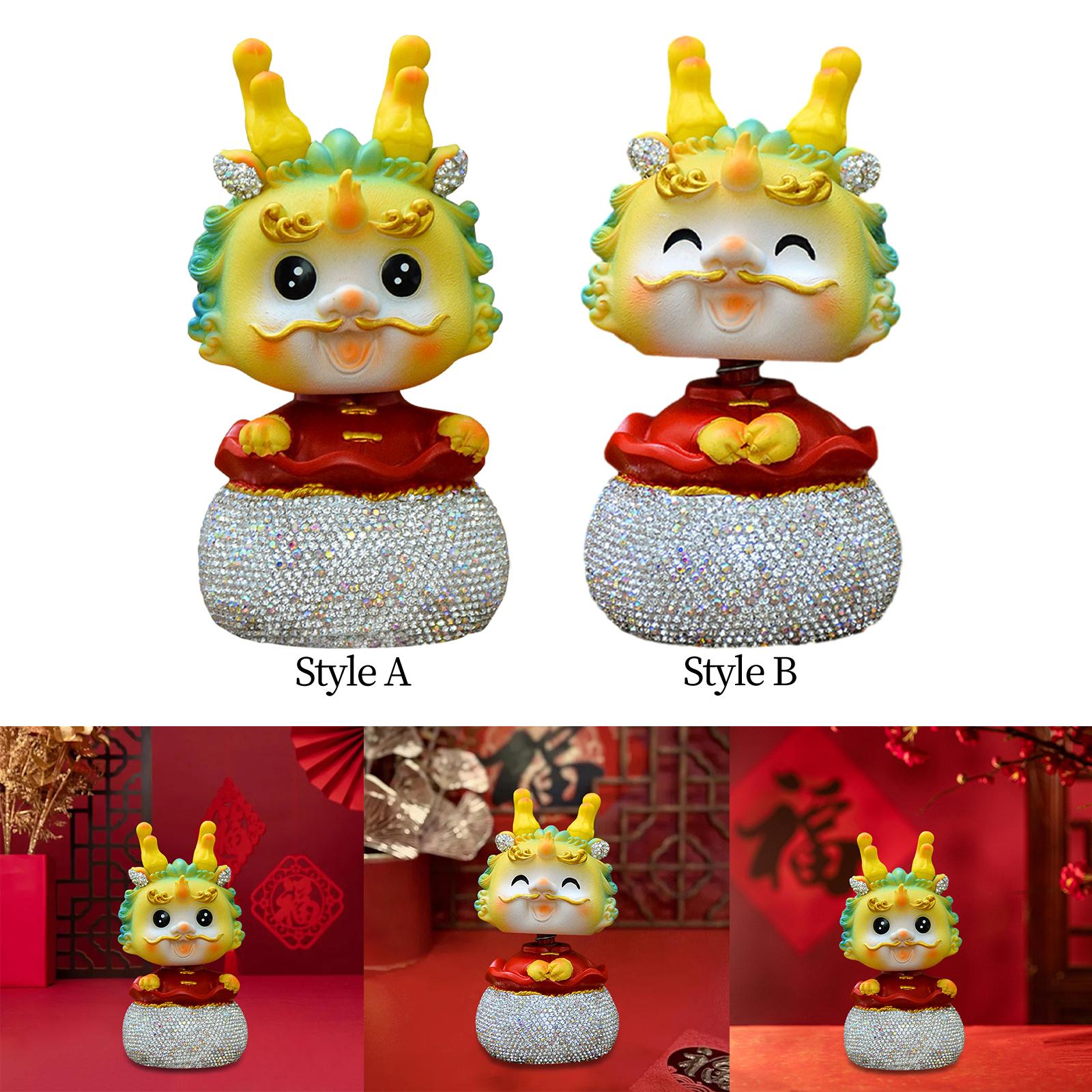 Chinese New Year Dragon Figurine Mini for Car Dashboard Desktop Bedroom Style A