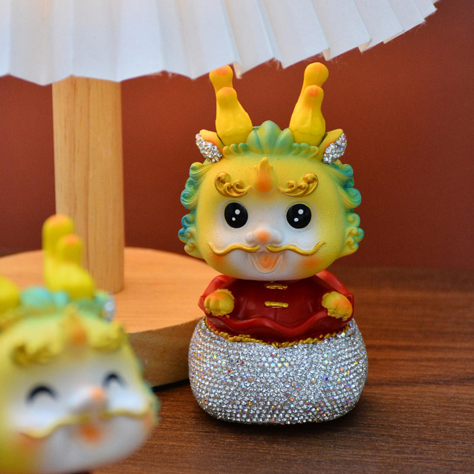 Chinese New Year Dragon Figurine Mini for Car Dashboard Desktop Bedroom Style A