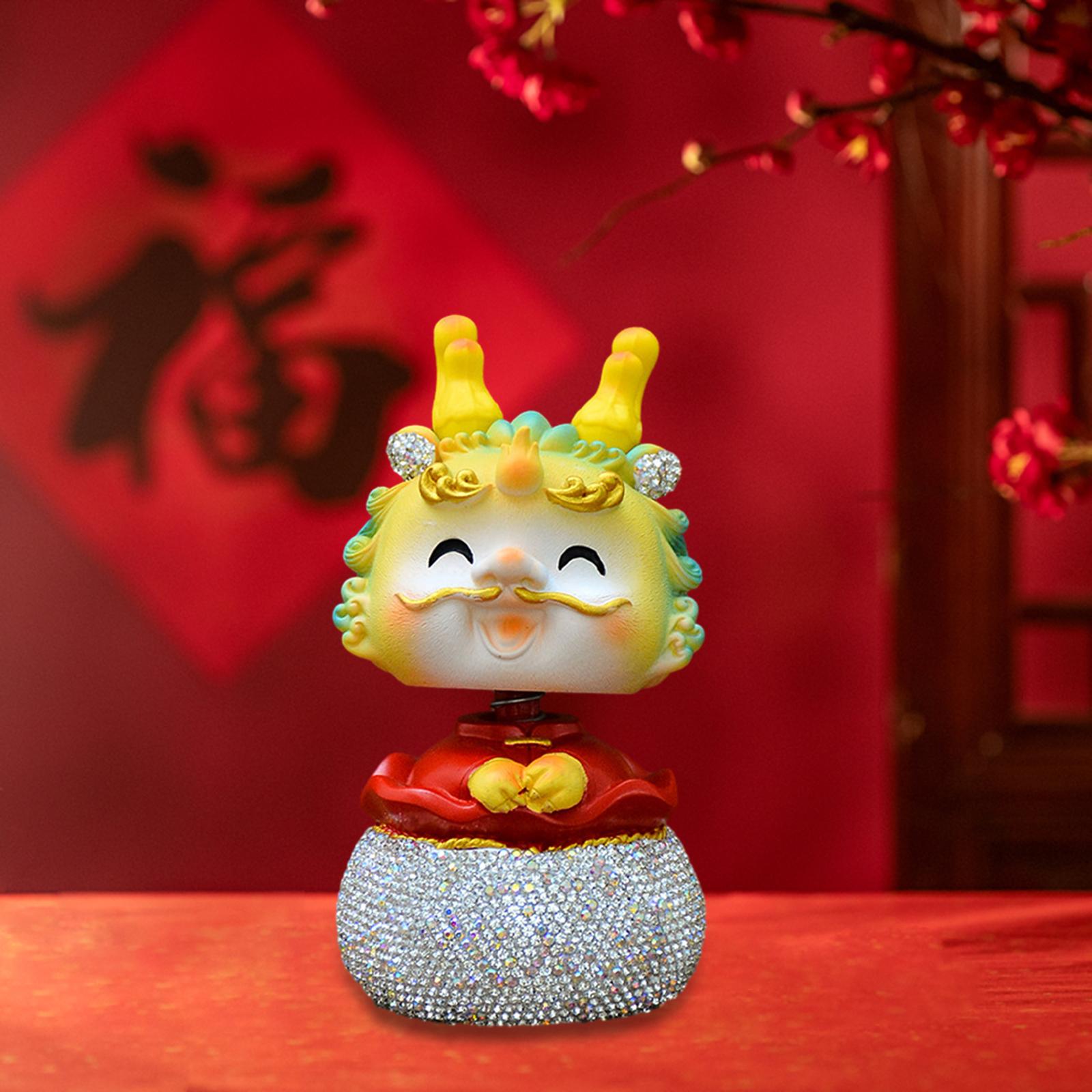 Chinese New Year Dragon Figurine Mini for Car Dashboard Desktop Bedroom Style B