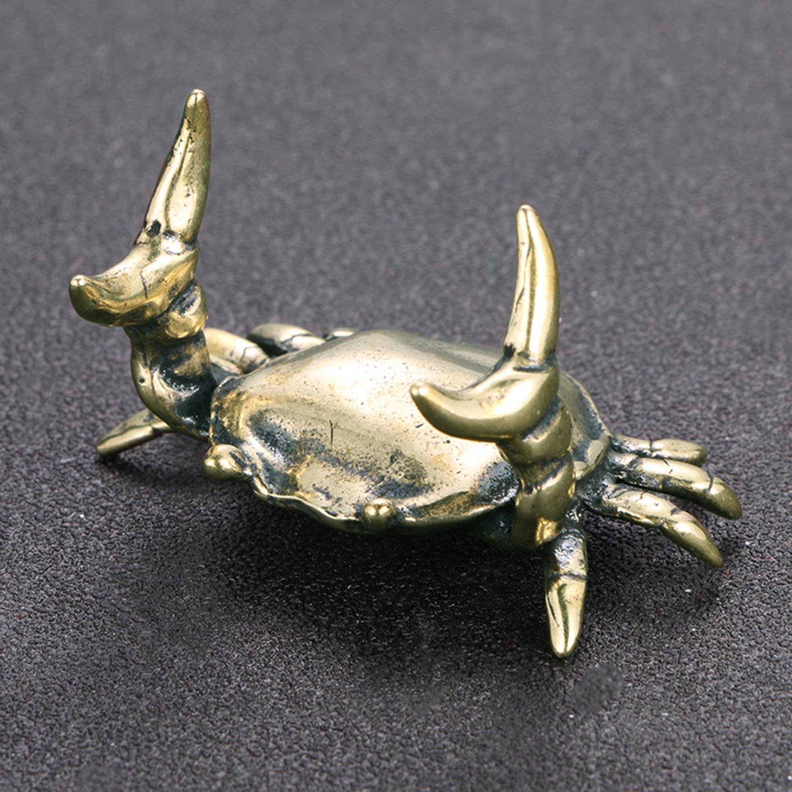 Brass Crab Small Statue Chinoiserie Ornaments for Living Room Gift dark color