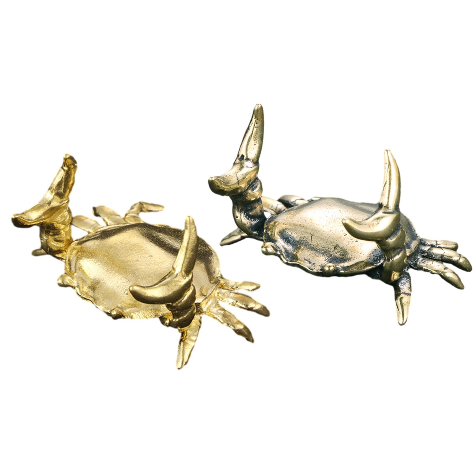 Brass Crab Small Statue Chinoiserie Ornaments for Living Room Gift dark color