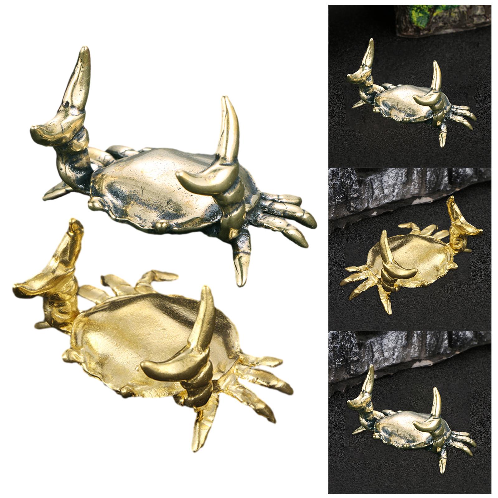 Brass Crab Small Statue Chinoiserie Ornaments for Living Room Gift dark color