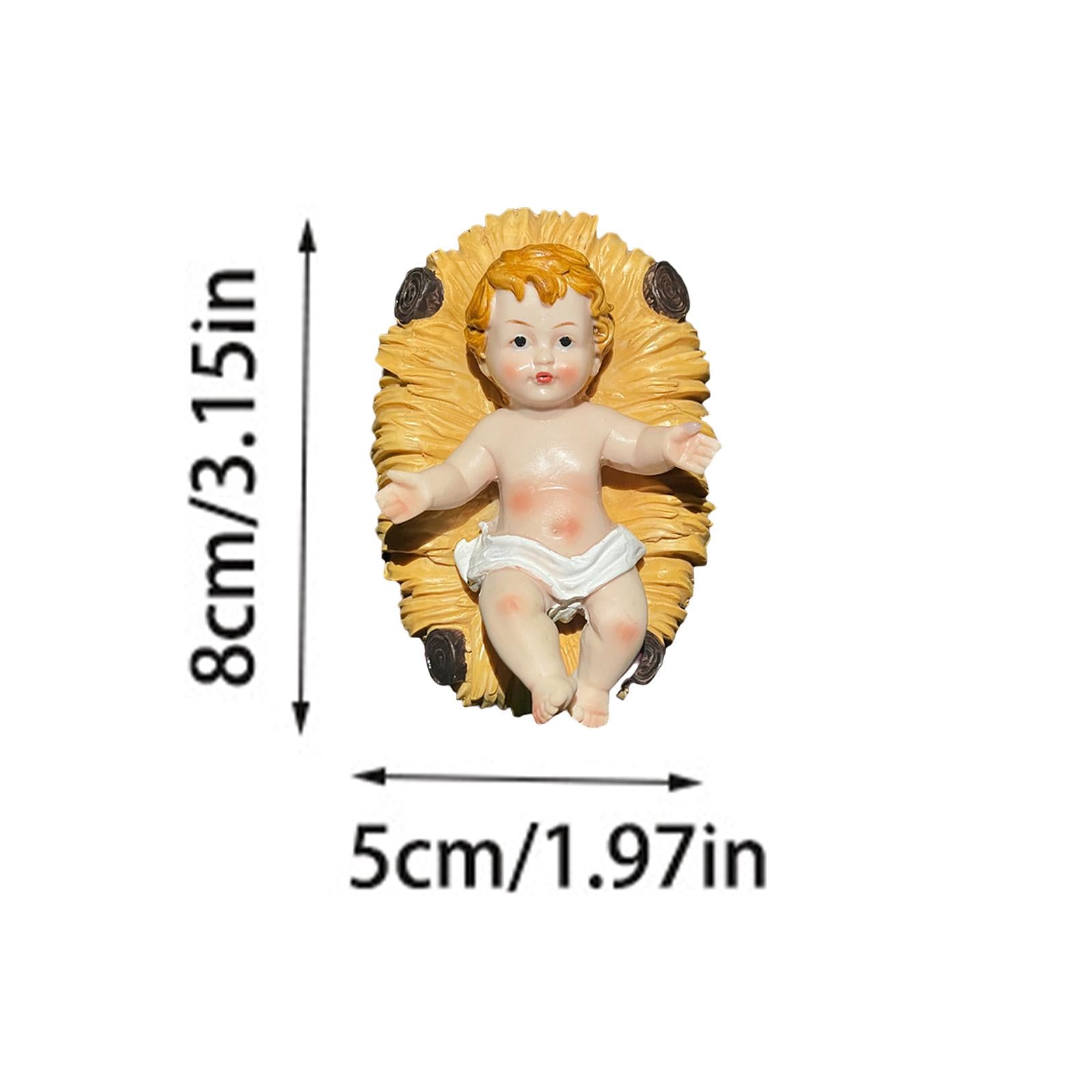 Baby Jesus Figure Resin Sculpture Nativity Figurine for Home Festival Small