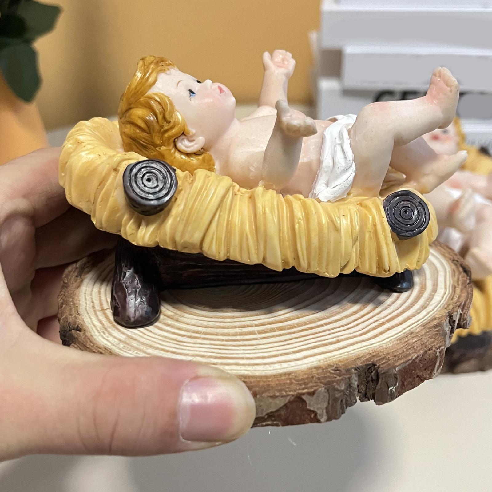 Baby Jesus Figure Resin Sculpture Nativity Figurine for Home Festival Small