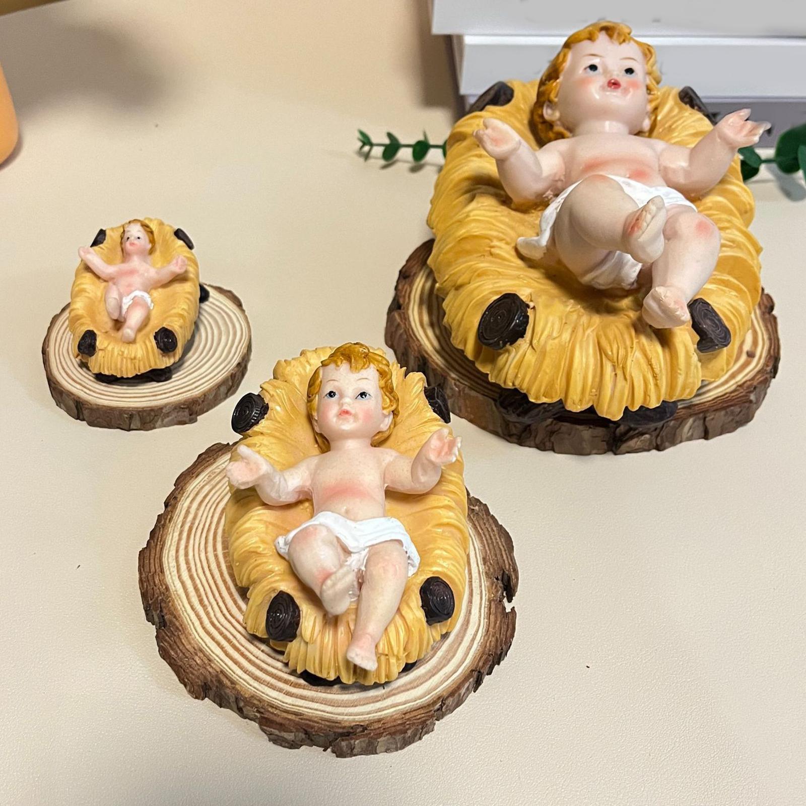 Baby Jesus Figure Resin Sculpture Nativity Figurine for Home Festival Small