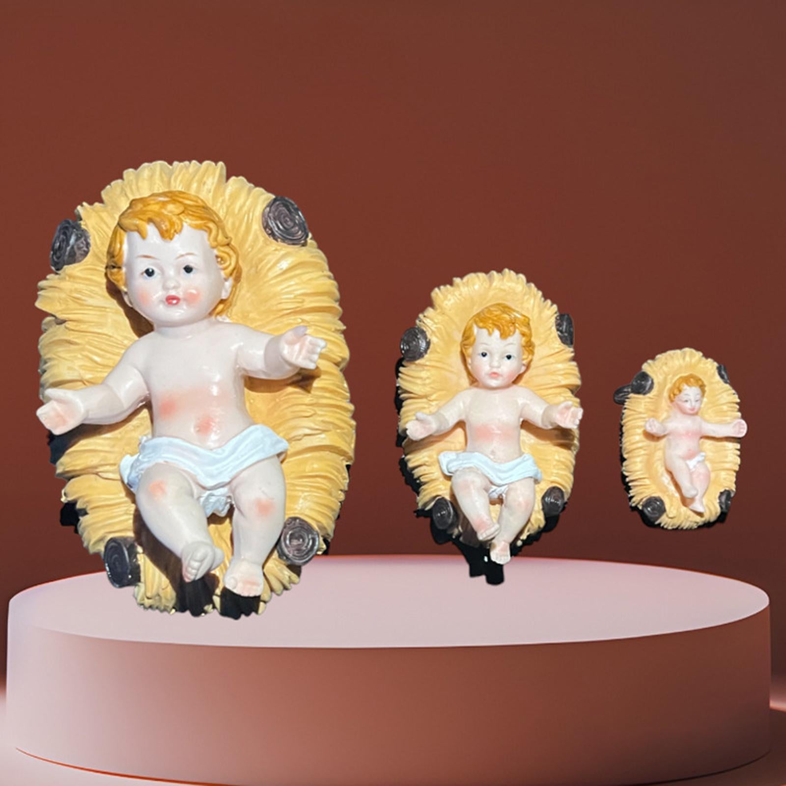 Baby Jesus Figure Resin Sculpture Nativity Figurine for Home Festival Small