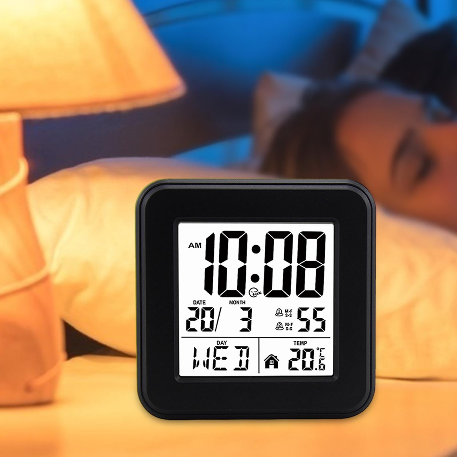 Digital Alarm Clock Modern Mute Clock Table Clock for Office Bedside Kitchen black