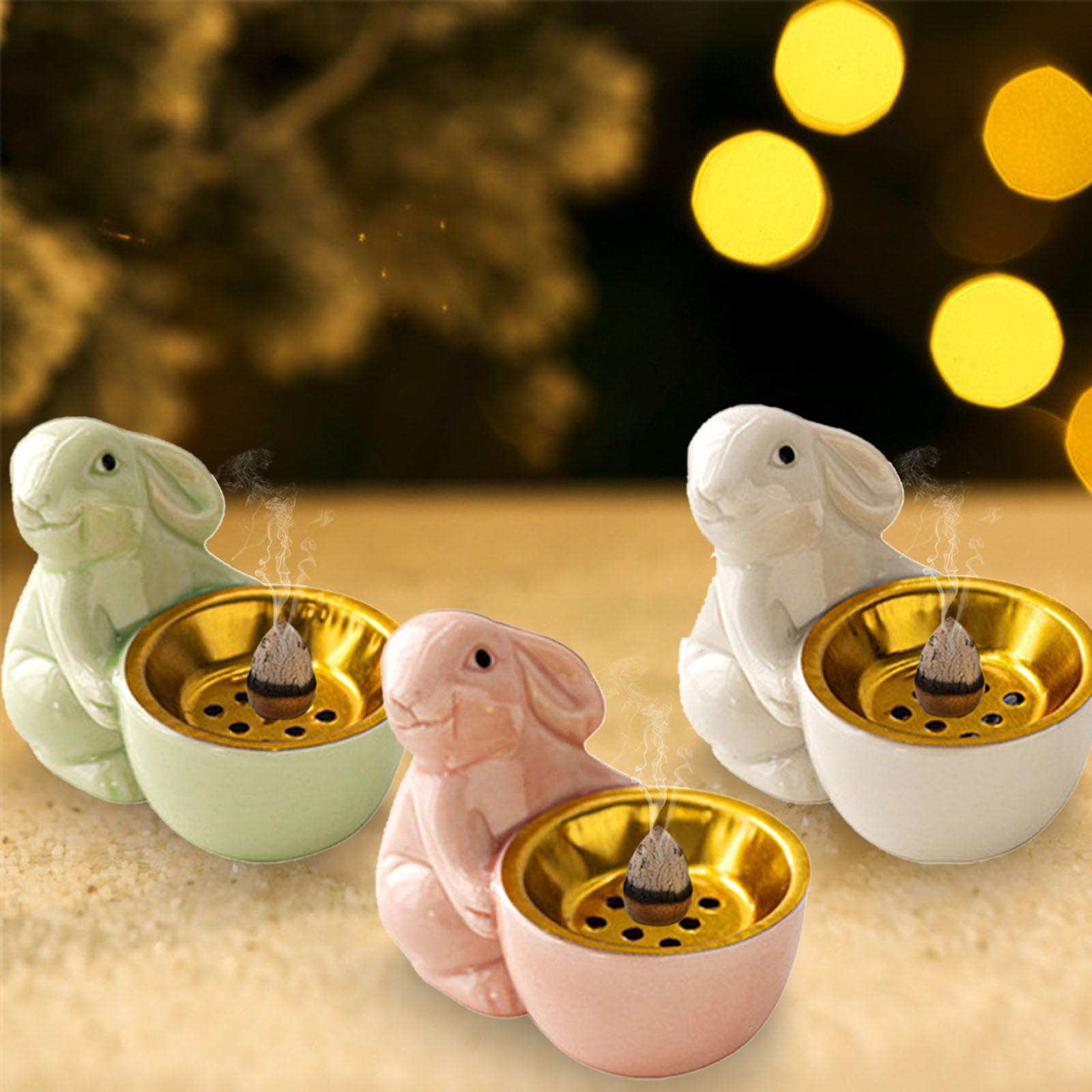 Rabbit Incense Holder Rabbit Incense Burner for Living Room Indoor Bookshelf Green