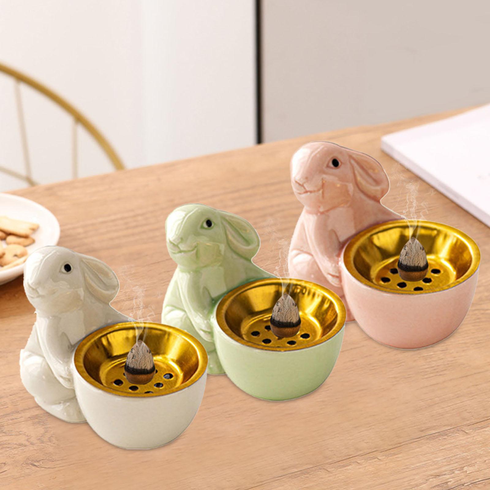 Rabbit Incense Holder Rabbit Incense Burner for Living Room Indoor Bookshelf Green