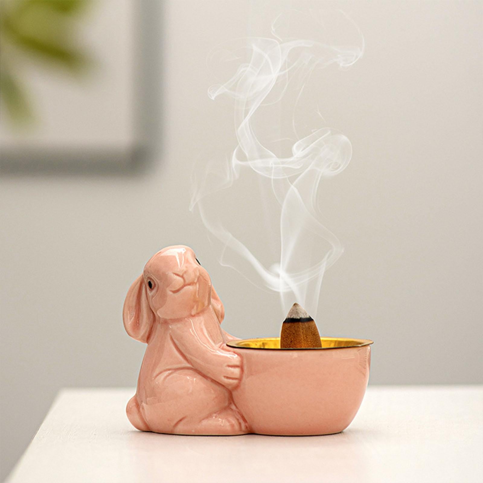 Rabbit Incense Holder Rabbit Incense Burner for Living Room Indoor Bookshelf Pink