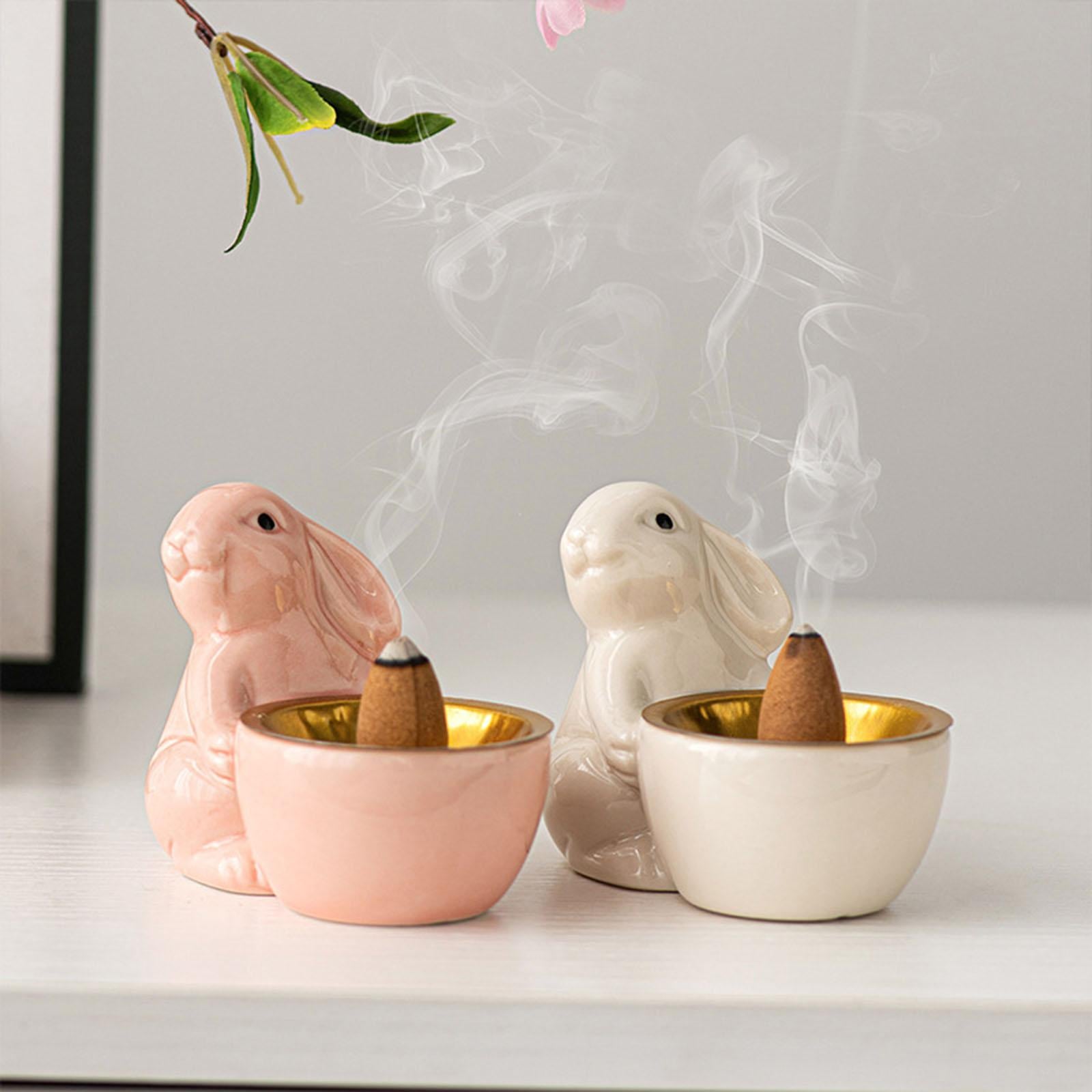 Rabbit Incense Holder Rabbit Incense Burner for Living Room Indoor Bookshelf Pink