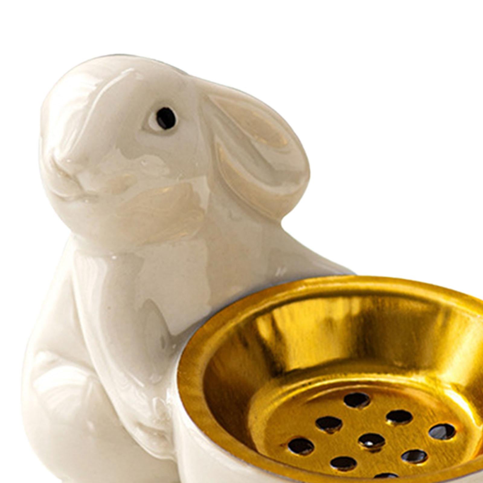Rabbit Incense Holder Rabbit Incense Burner for Living Room Indoor Bookshelf White