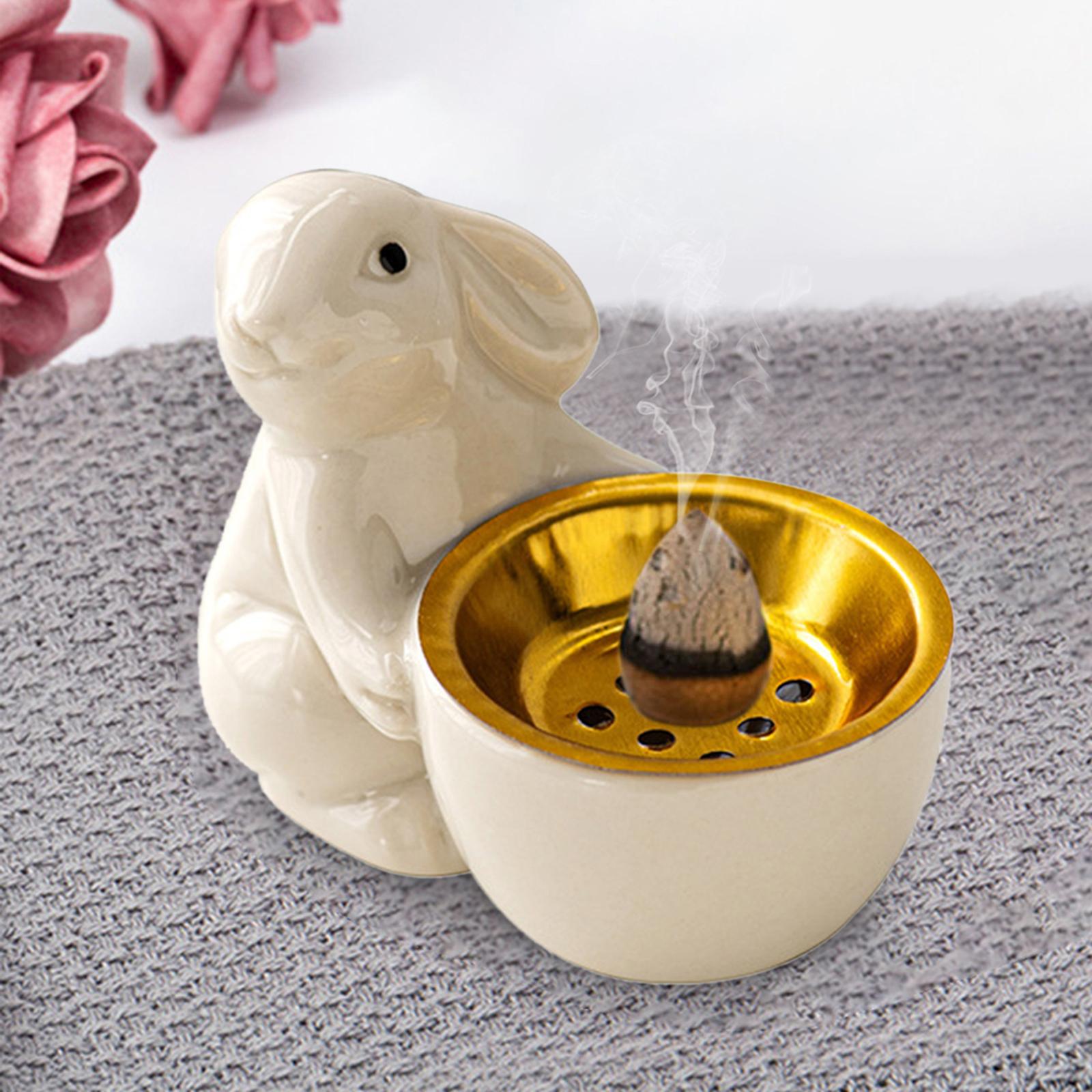 Rabbit Incense Holder Rabbit Incense Burner for Living Room Indoor Bookshelf White