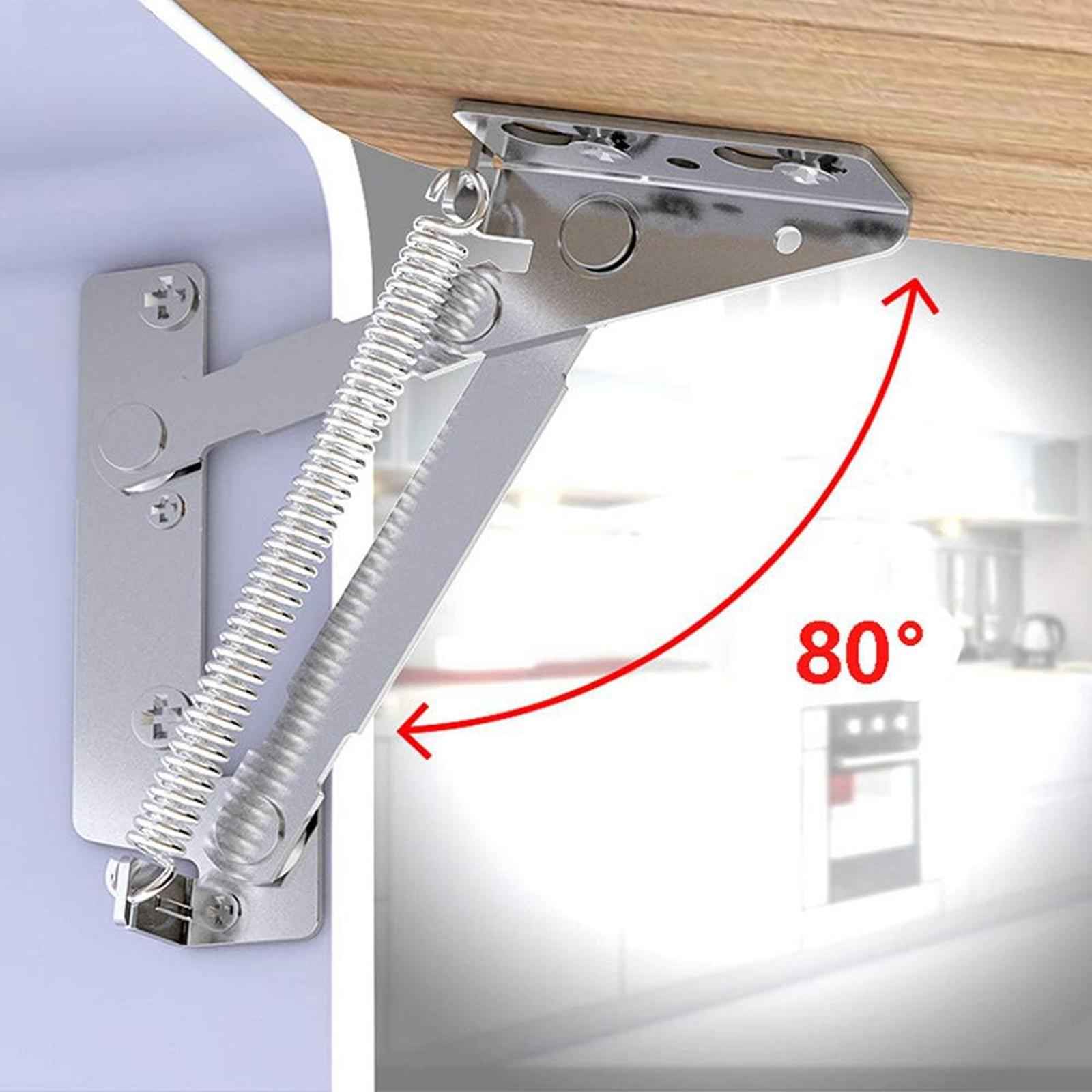 2Pcs 80 Degree Foldable Lifting Brackets Steel Spring Hinge for Folding Sofa