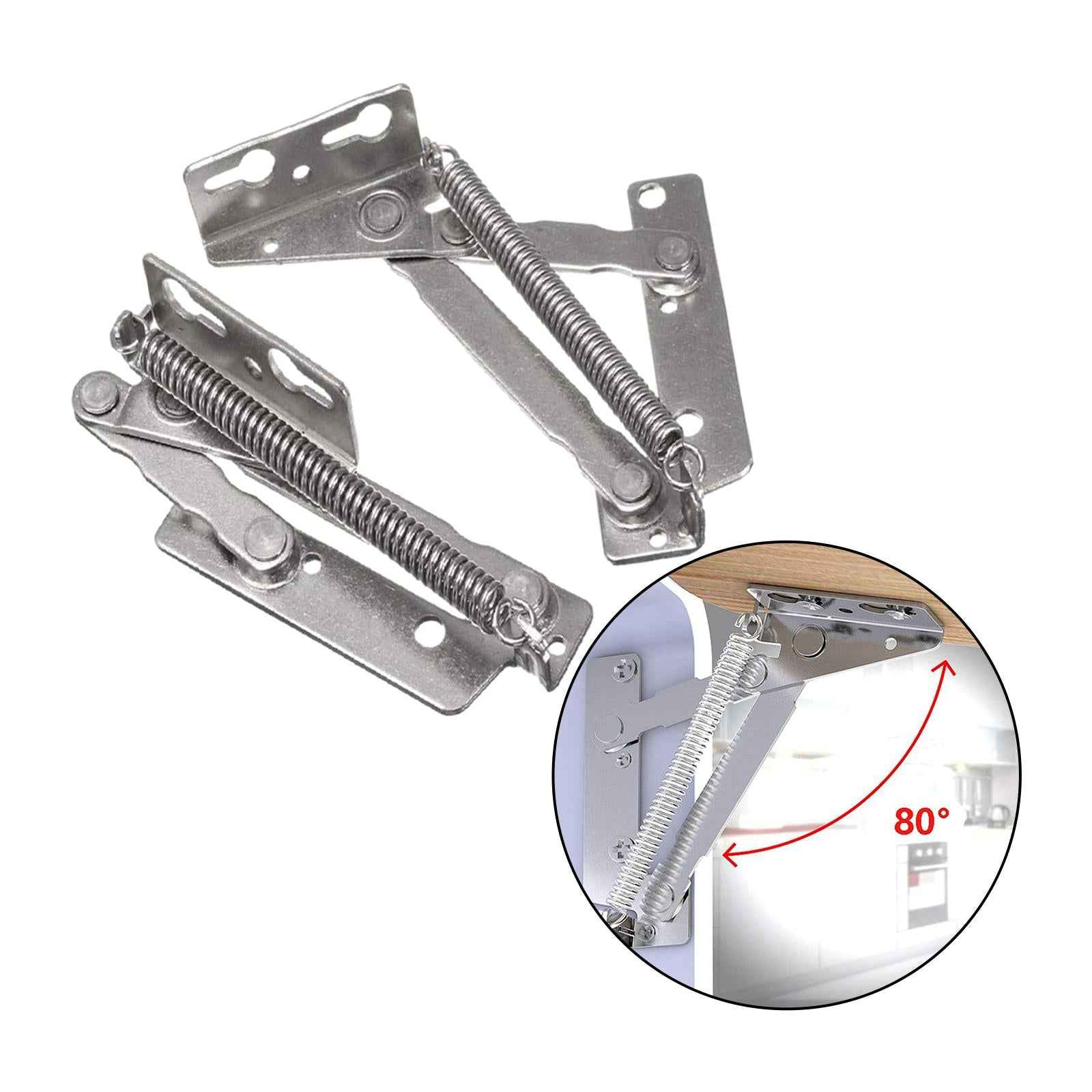 2Pcs 80 Degree Foldable Lifting Brackets Steel Spring Hinge for Folding Sofa