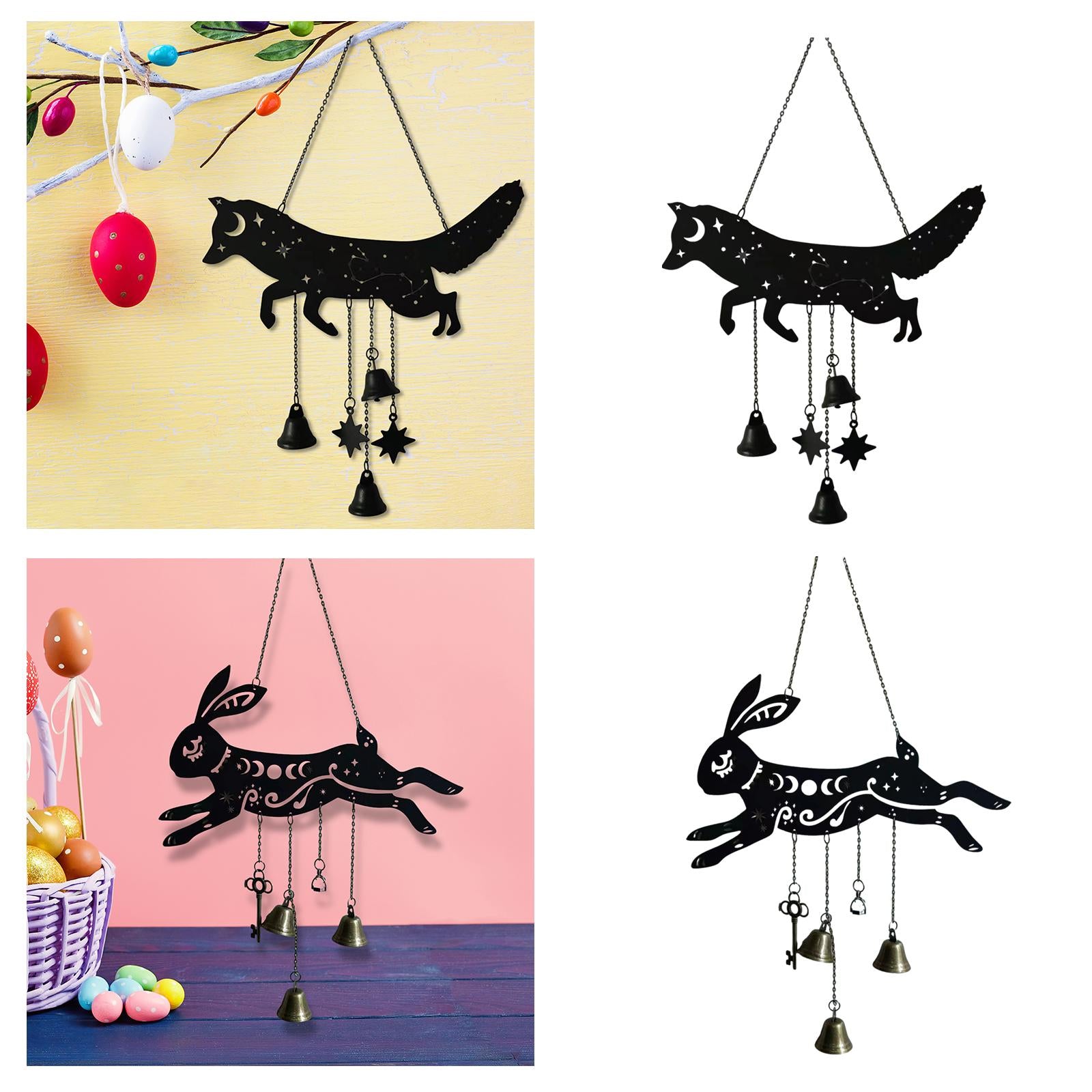 Metal Wind Chime Easter Pendant Gift Party Supplies Decorations Hanging Bell Fox