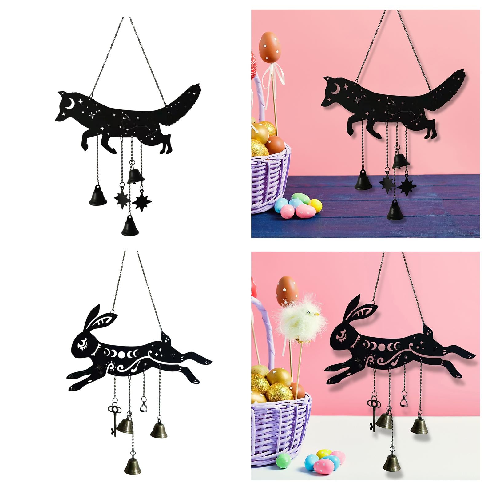 Metal Wind Chime Easter Pendant Gift Party Supplies Decorations Hanging Bell Fox