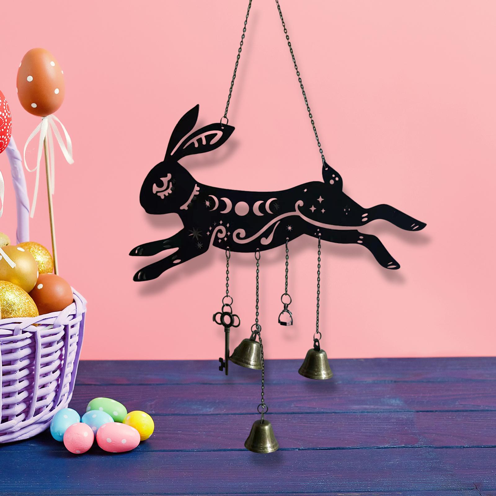 Metal Wind Chime Easter Pendant Gift Party Supplies Decorations Hanging Bell Rabbit