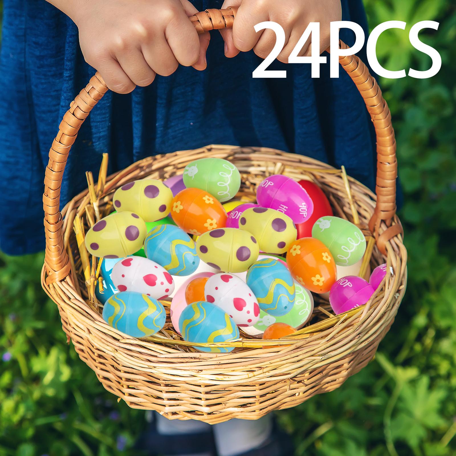 24Pcs Empty Easter Eggs Easter Basket Stuffers for DIY Crafts Filling Treats