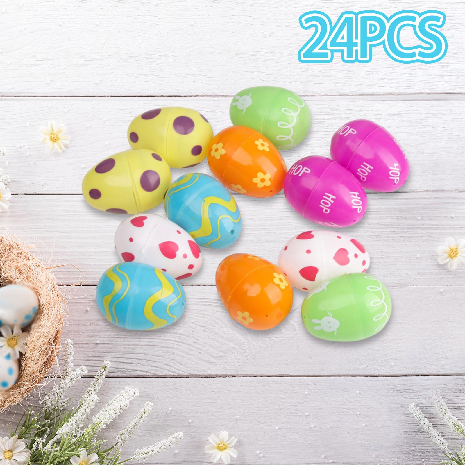 24Pcs Empty Easter Eggs Easter Basket Stuffers for DIY Crafts Filling Treats