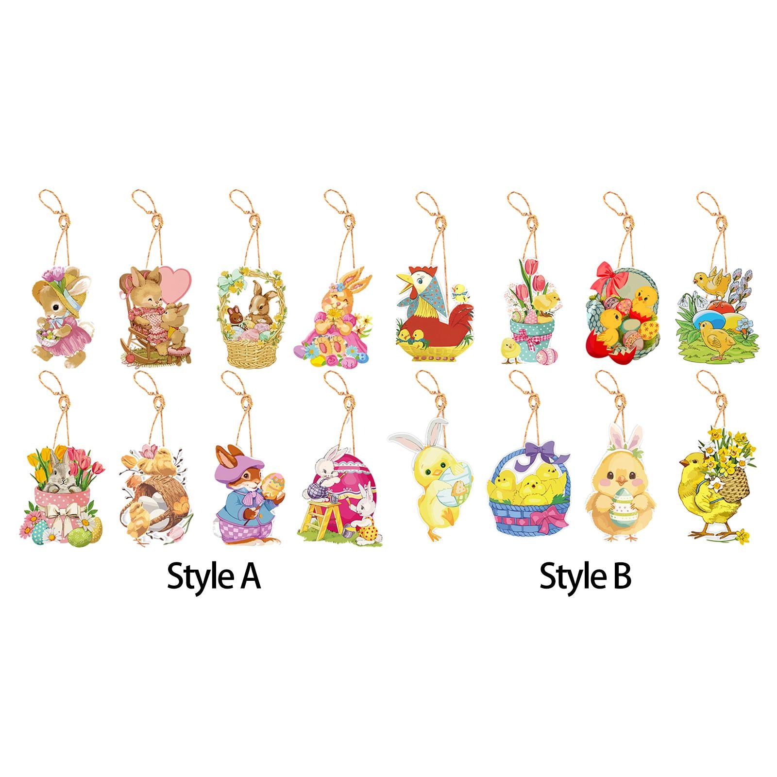 2x8Pcs Easter Decorations for The Home Hanging Ornaments for Wall Window Decor Style A