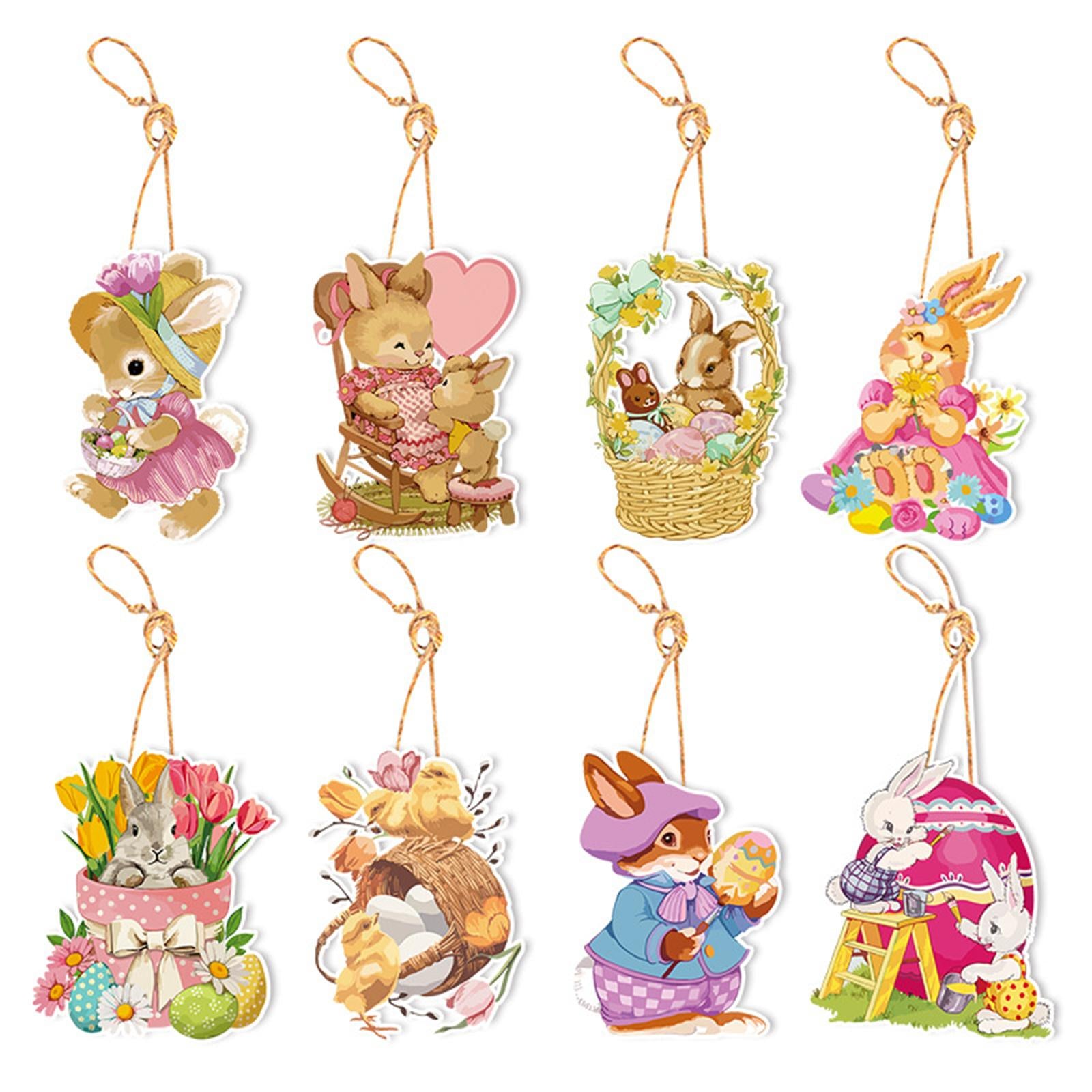 2x8Pcs Easter Decorations for The Home Hanging Ornaments for Wall Window Decor Style B