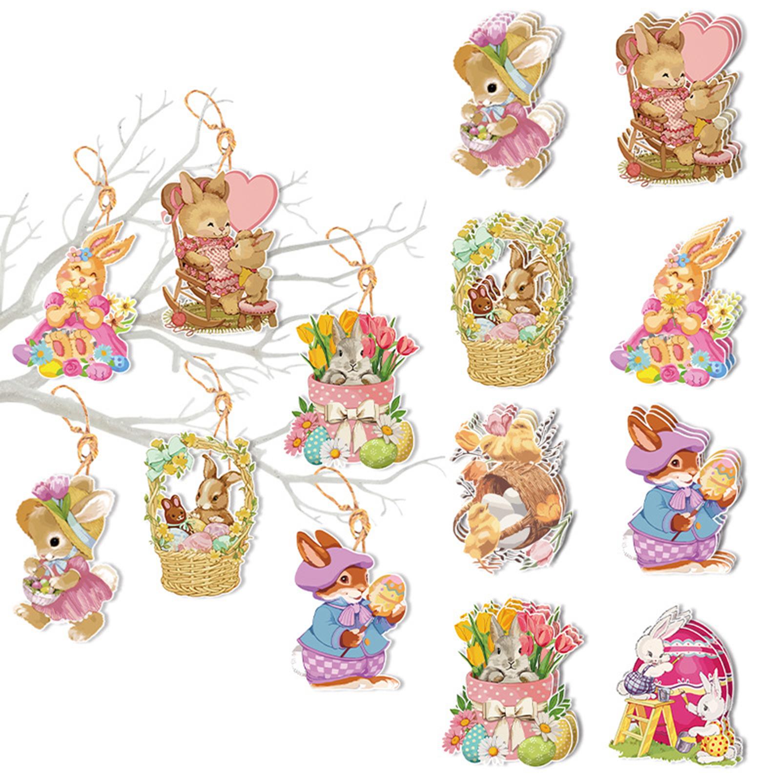 3x8Pcs Easter Decorations for The Home Hanging Ornaments for Wall Window Decor Style B