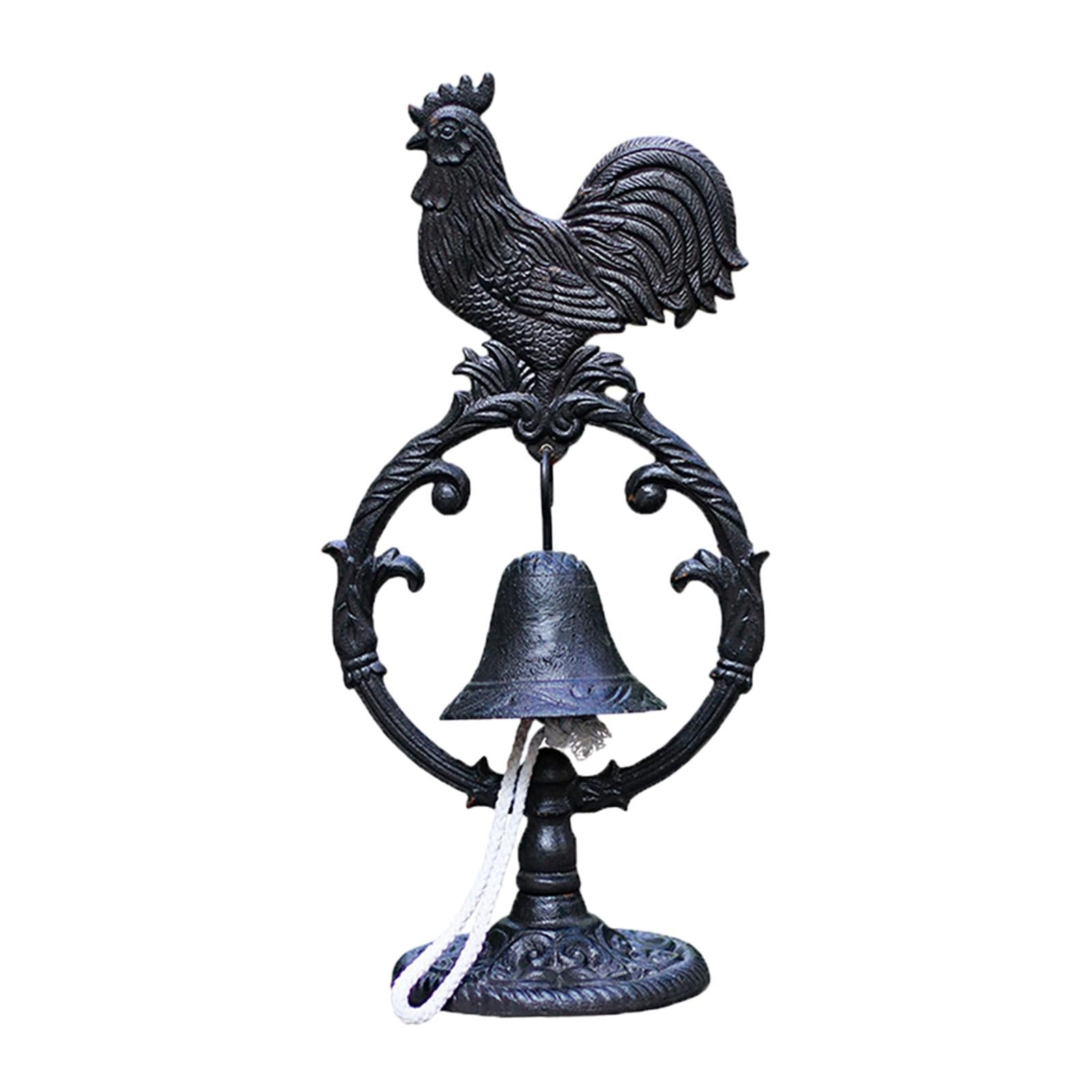 Tabletop Dinner Bell Garden Indoor Home Decor Yard Outside Rooster Bell