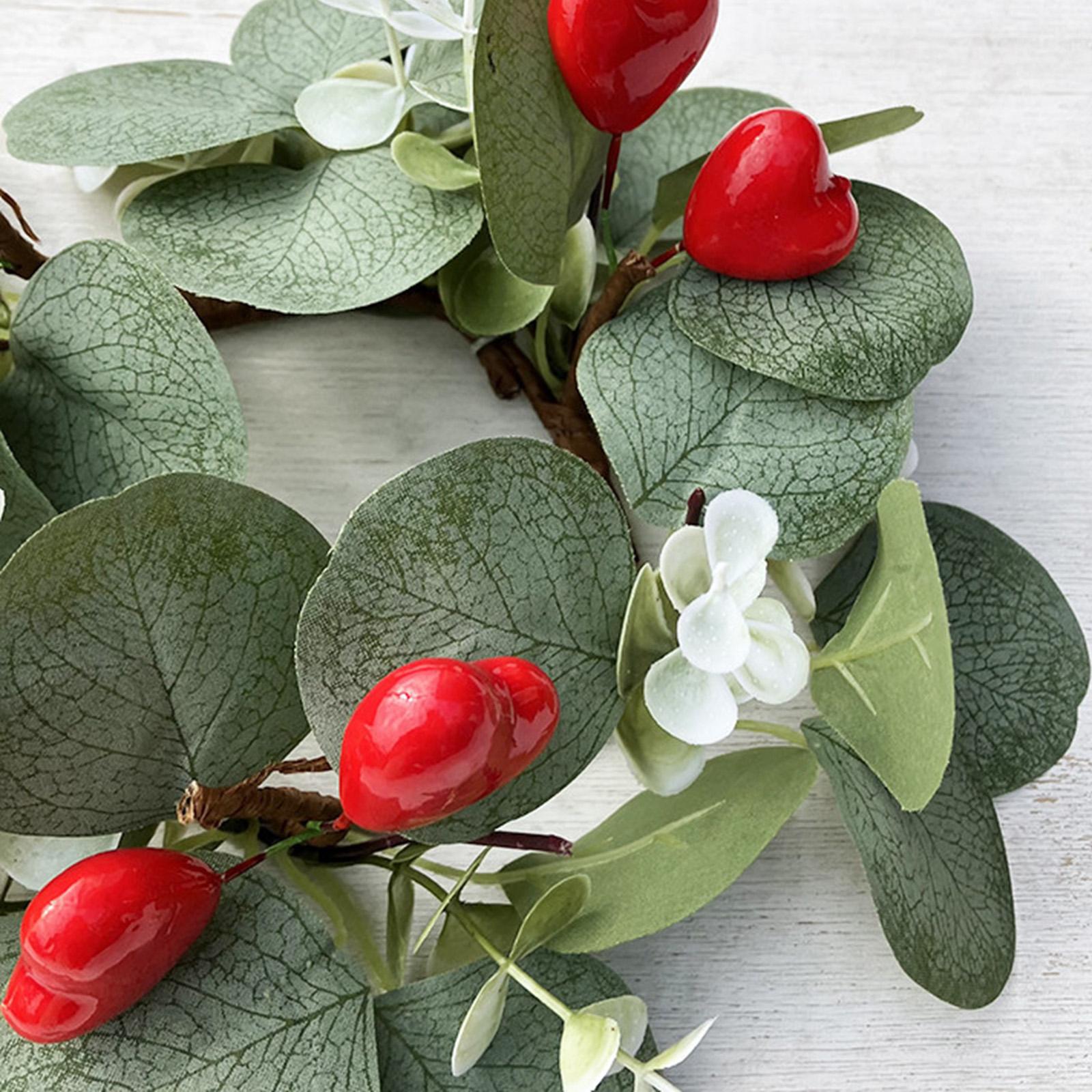 2xCandle Rings Garland Table Rustic Eucalyptus Wreath for Gift Banquet Wedding