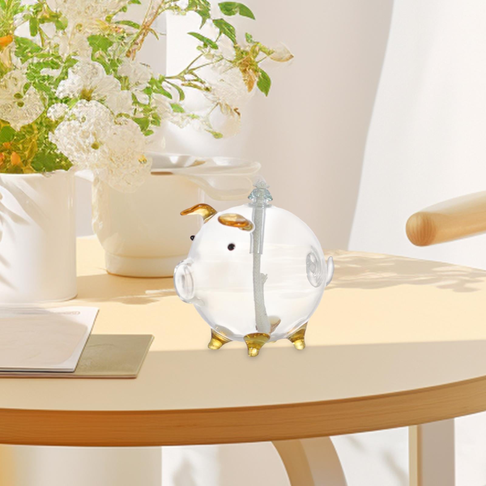 Cartoon Pig Glass Oil Lamp Party Oil Light for Home Decoration Desktop Decor Orange